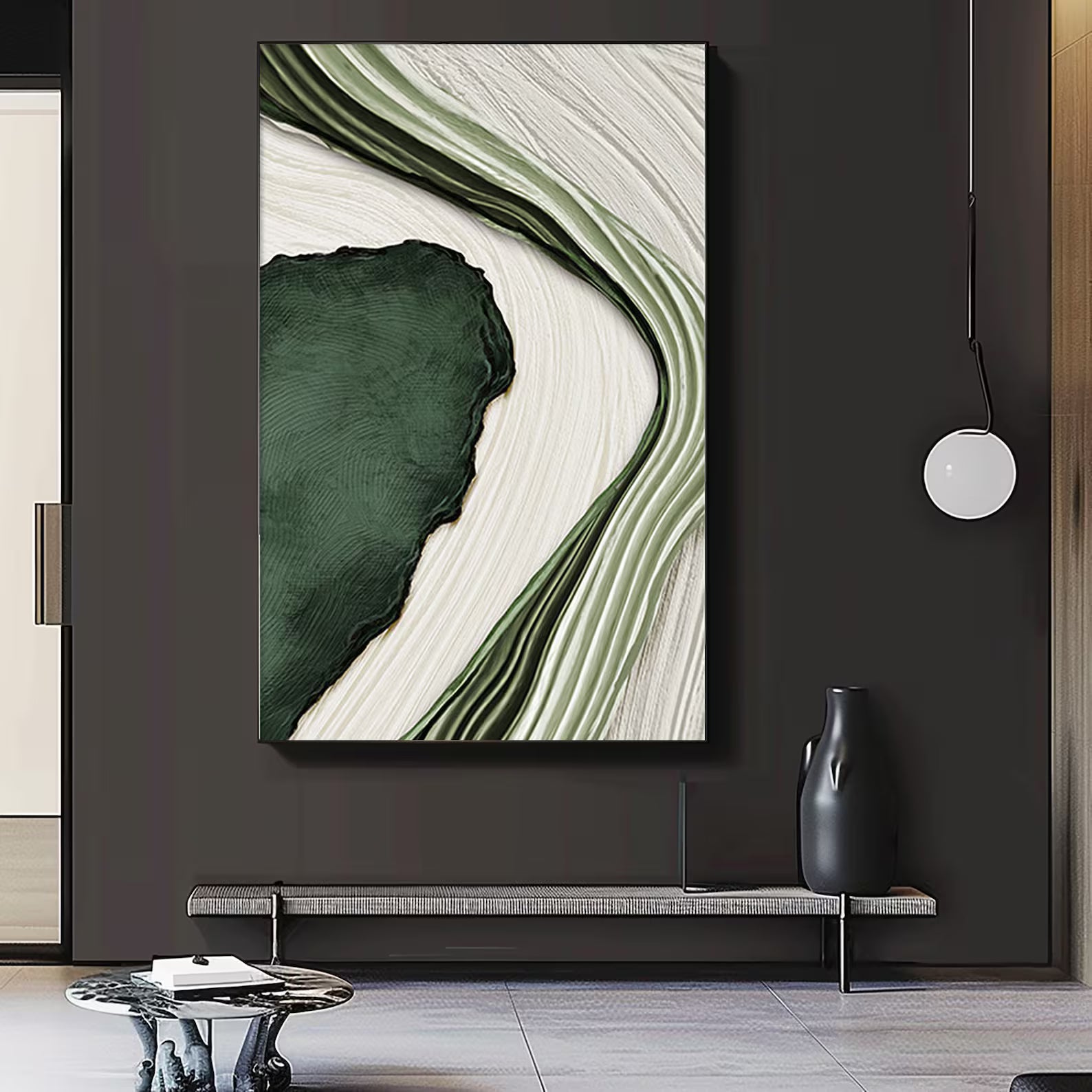Textured Abstract Flow | Green White