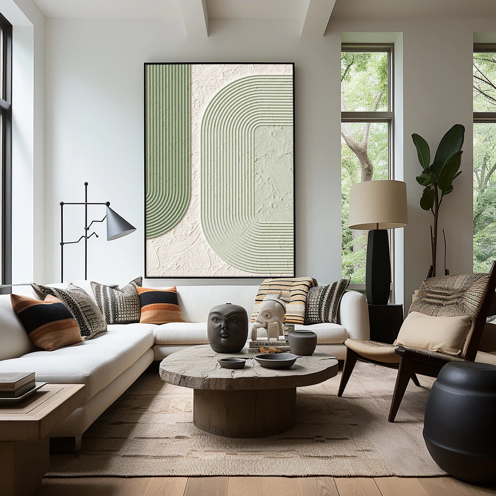 Textured Geometric Rhythm | Green White