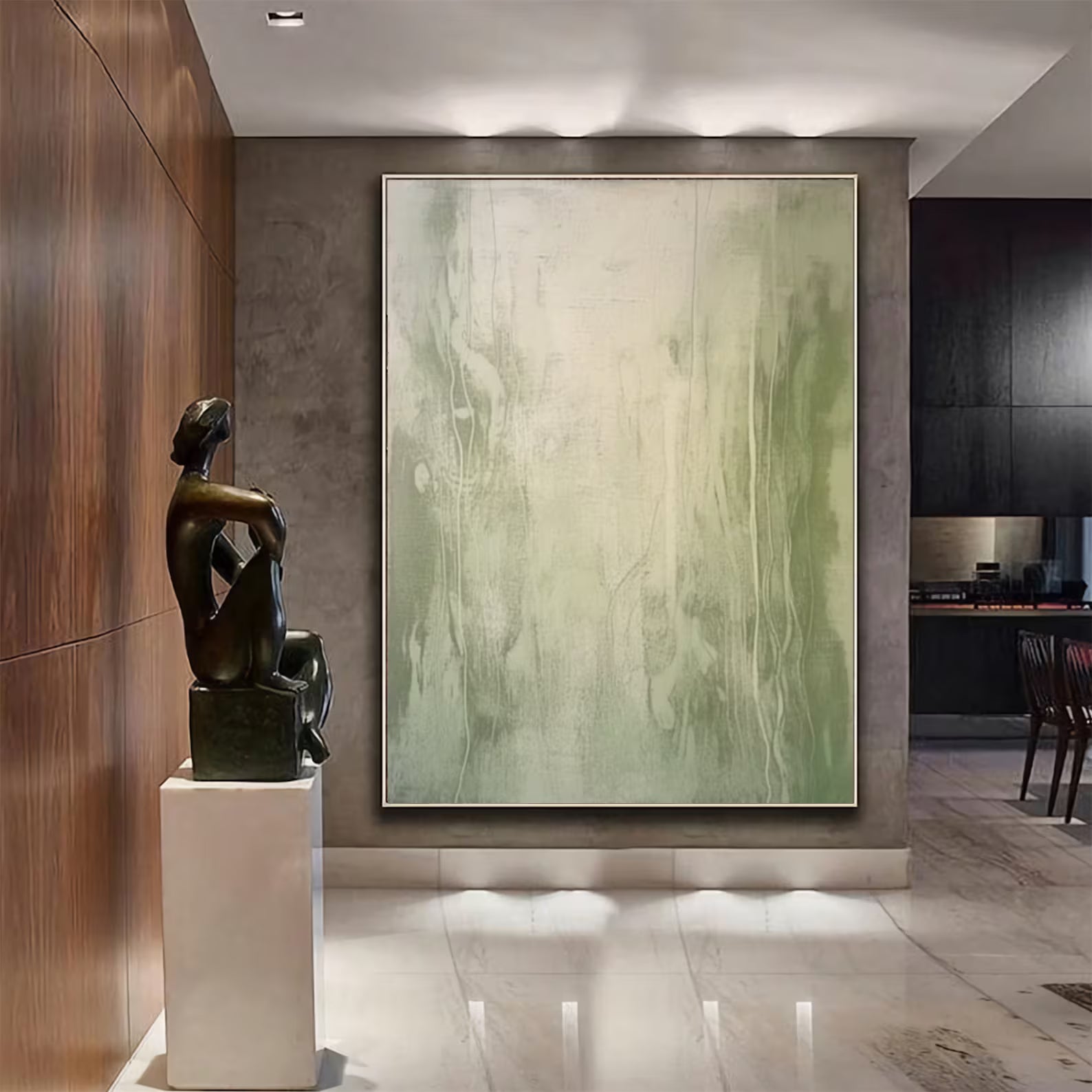 Textured Botanical Calm | Green Beige