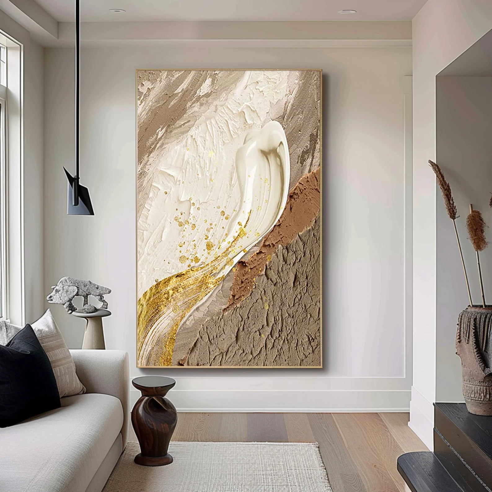 Textured Gold Beige Abstract | Opulent Depth