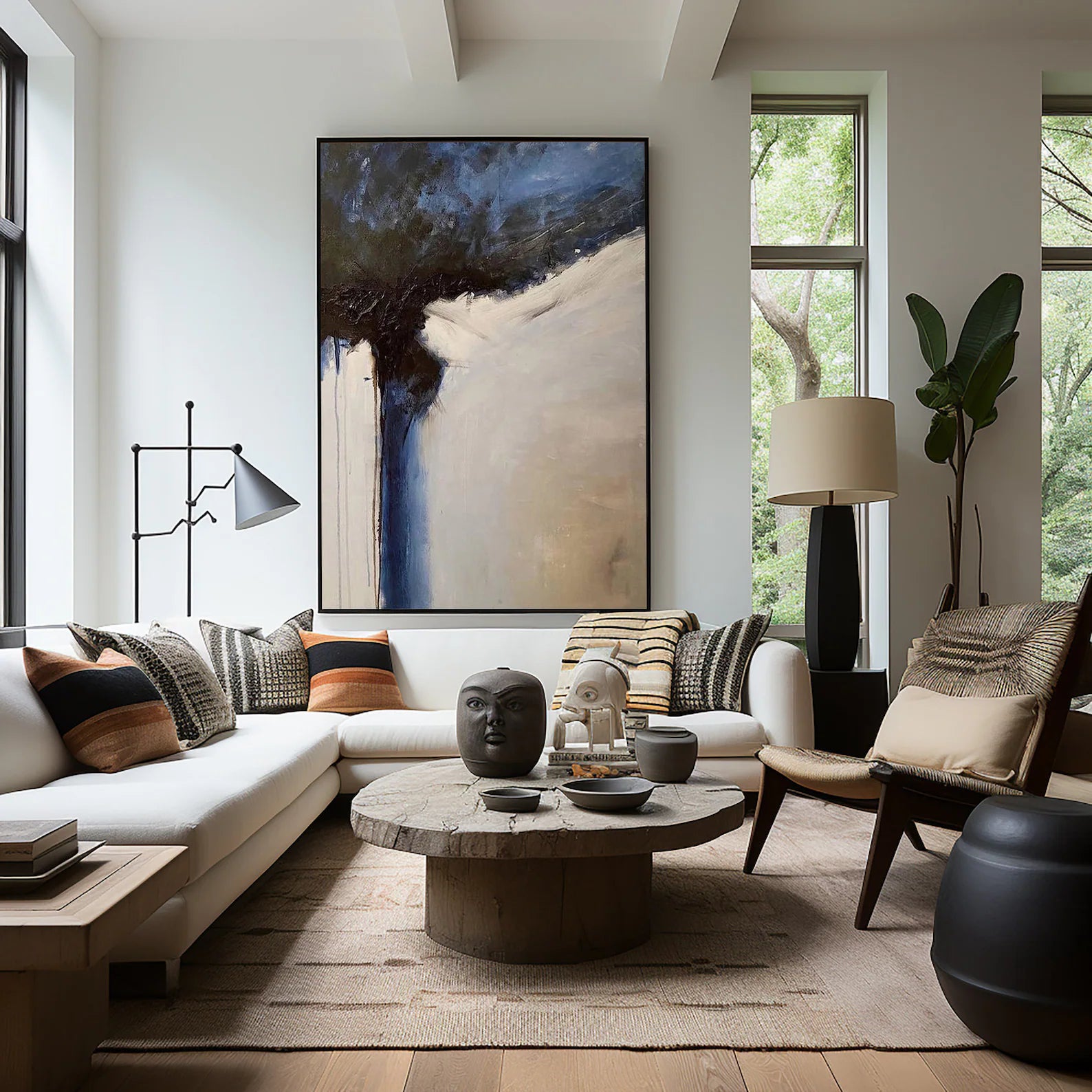 Textured Abstract Flow | Blue Beige