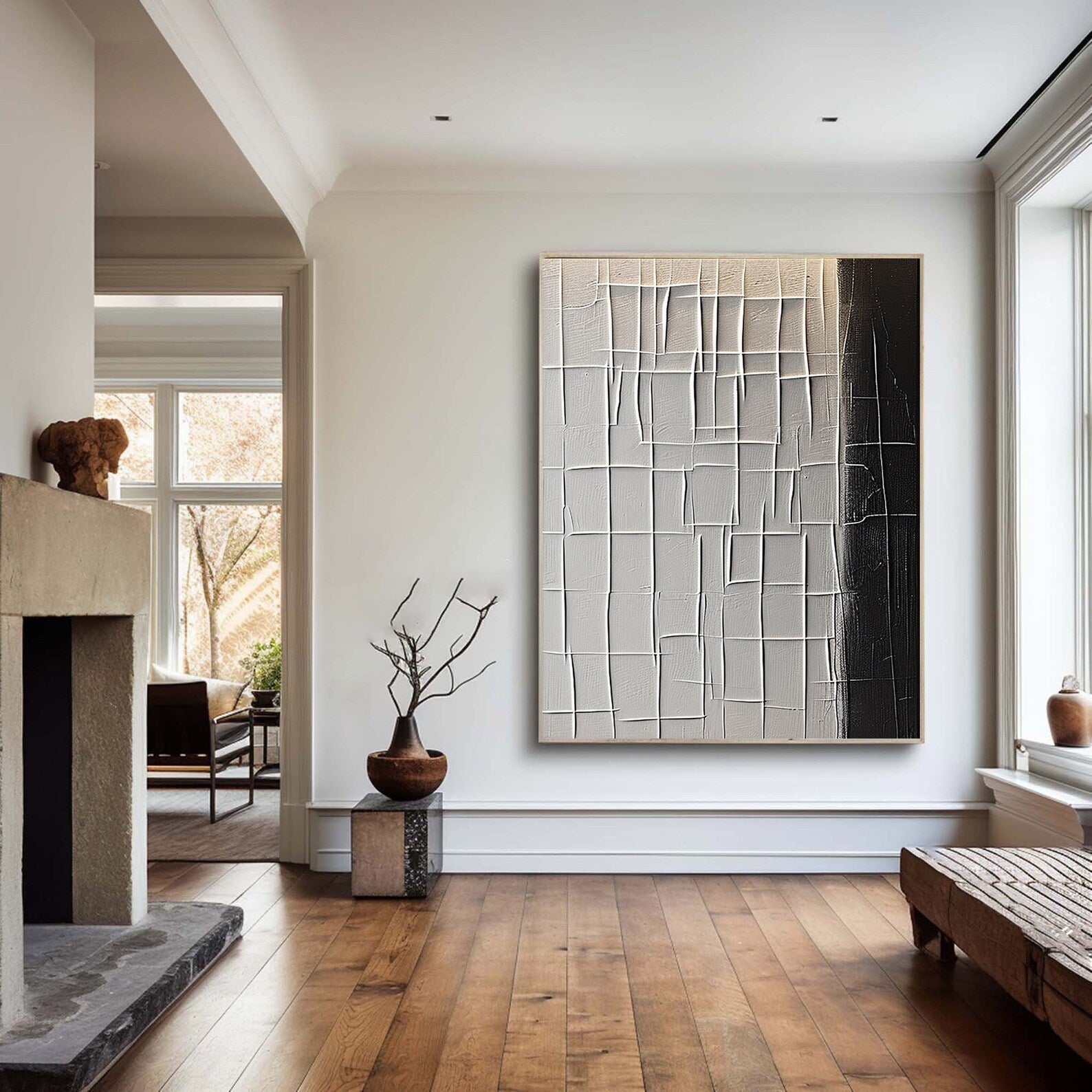 Textured Geometric Contrast | Grey Black