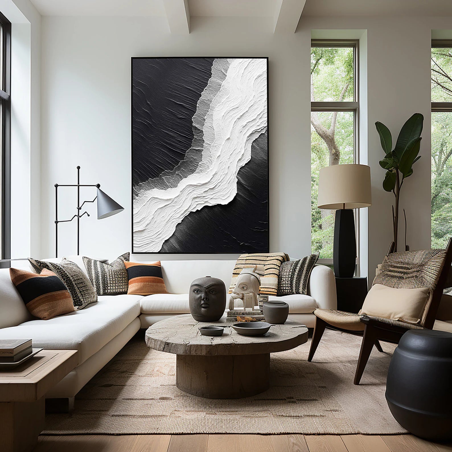 Textured Wave Sophistication | Black White