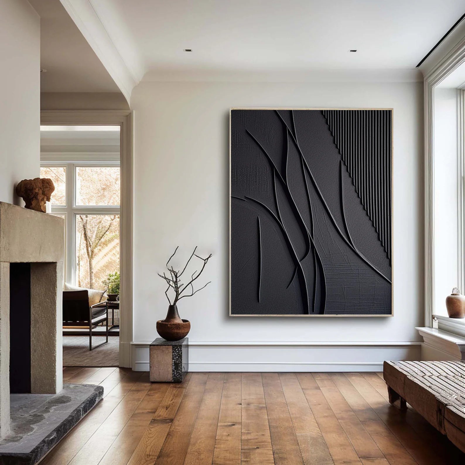 Textured Black Abstract Art | Modern Sophistication