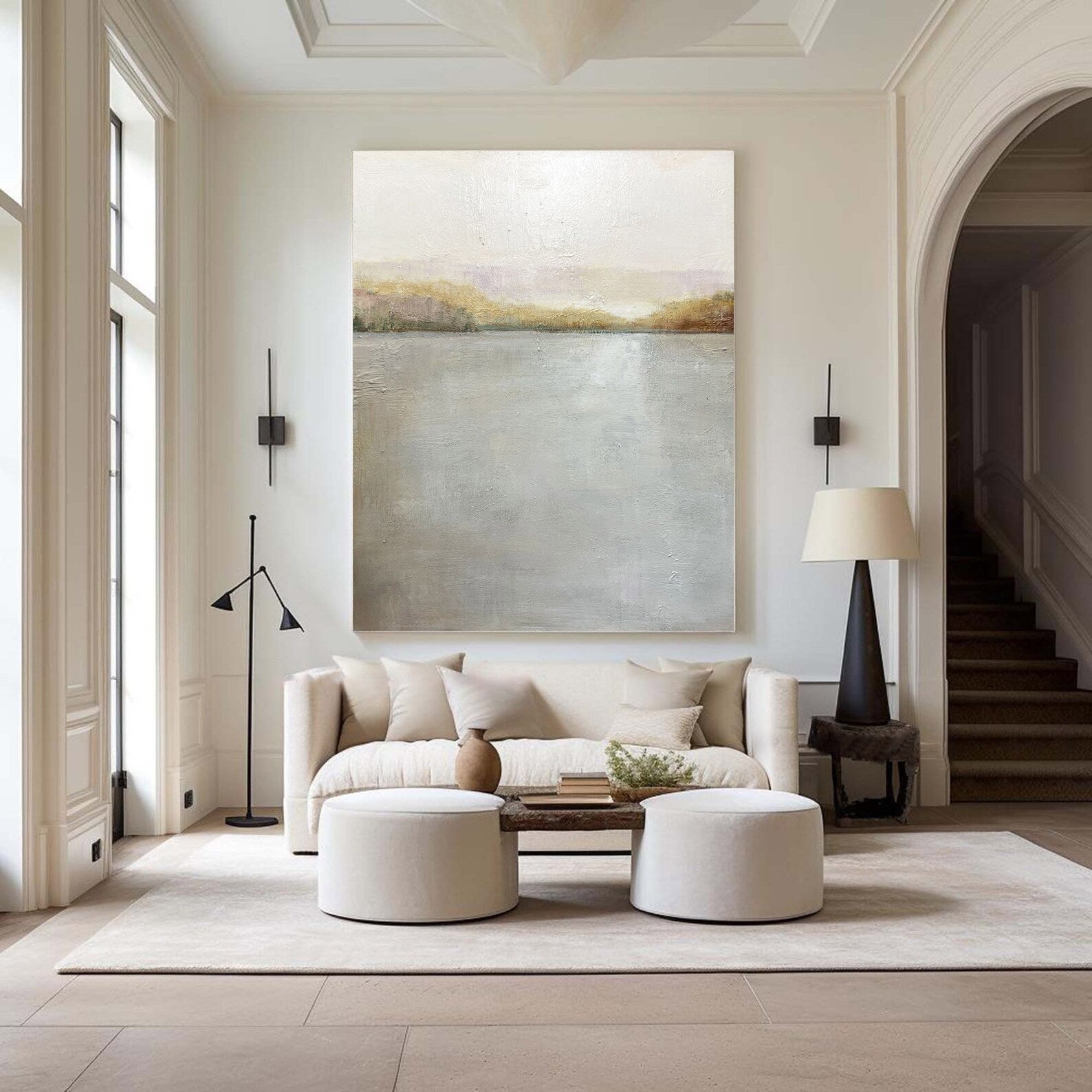 Textured Landscape Serenity | Gray Beige Hues