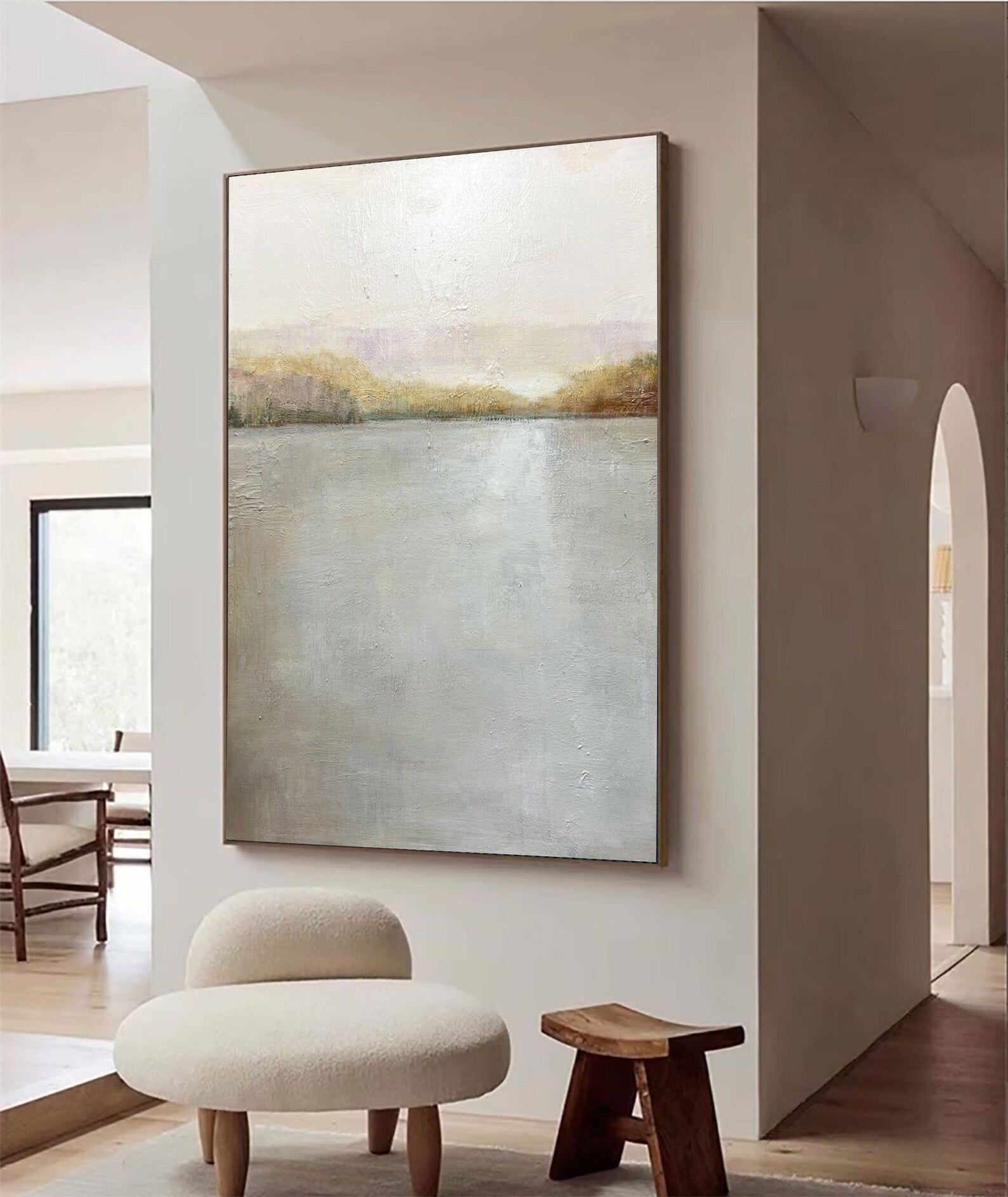 Textured Landscape Serenity | Gray Beige Hues