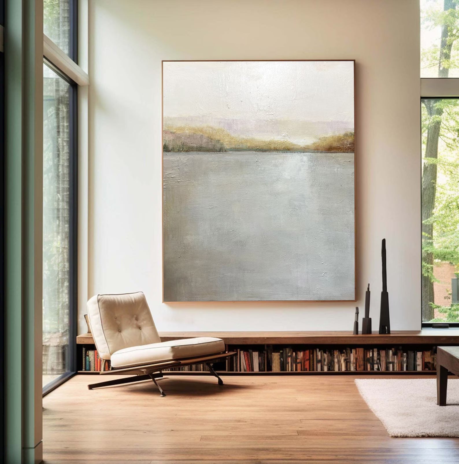 Textured Landscape Serenity | Gray Beige Hues