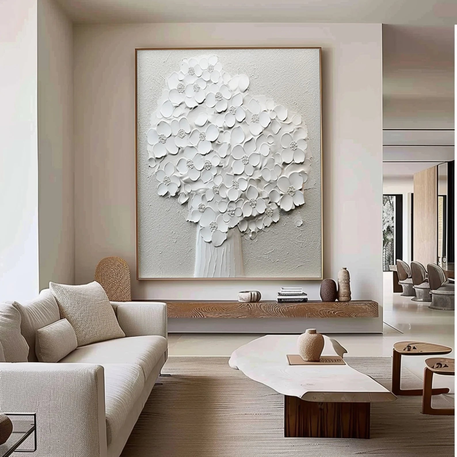 Textured Blossom Elegance | White Artistry