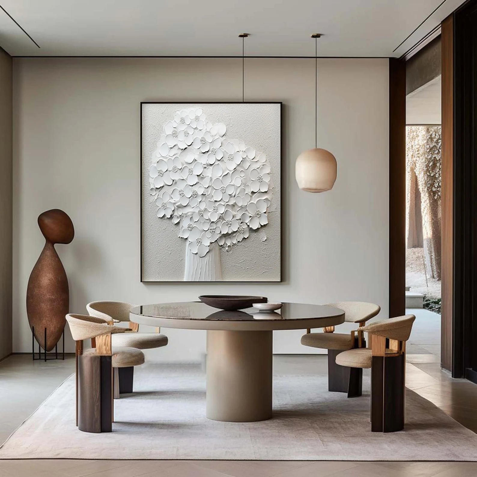 Textured Blossom Elegance | White Artistry