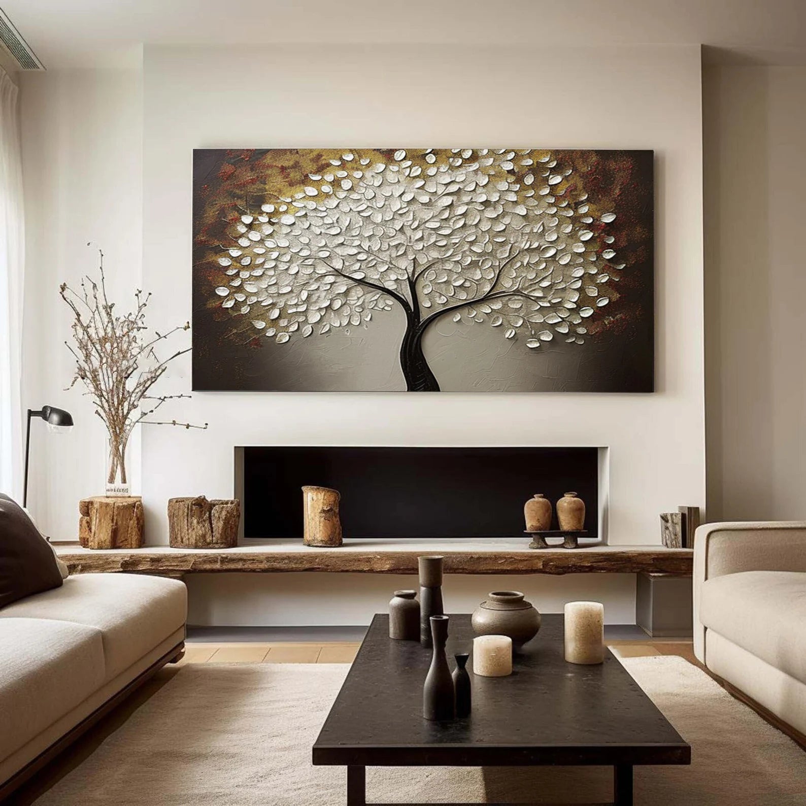 Textured Tree Opulence | White Brown