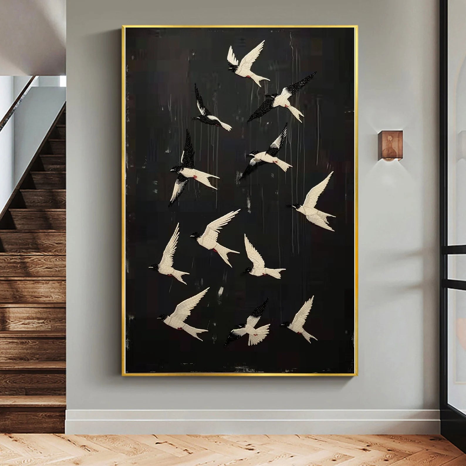 Textured Avian Dynamism | Black White