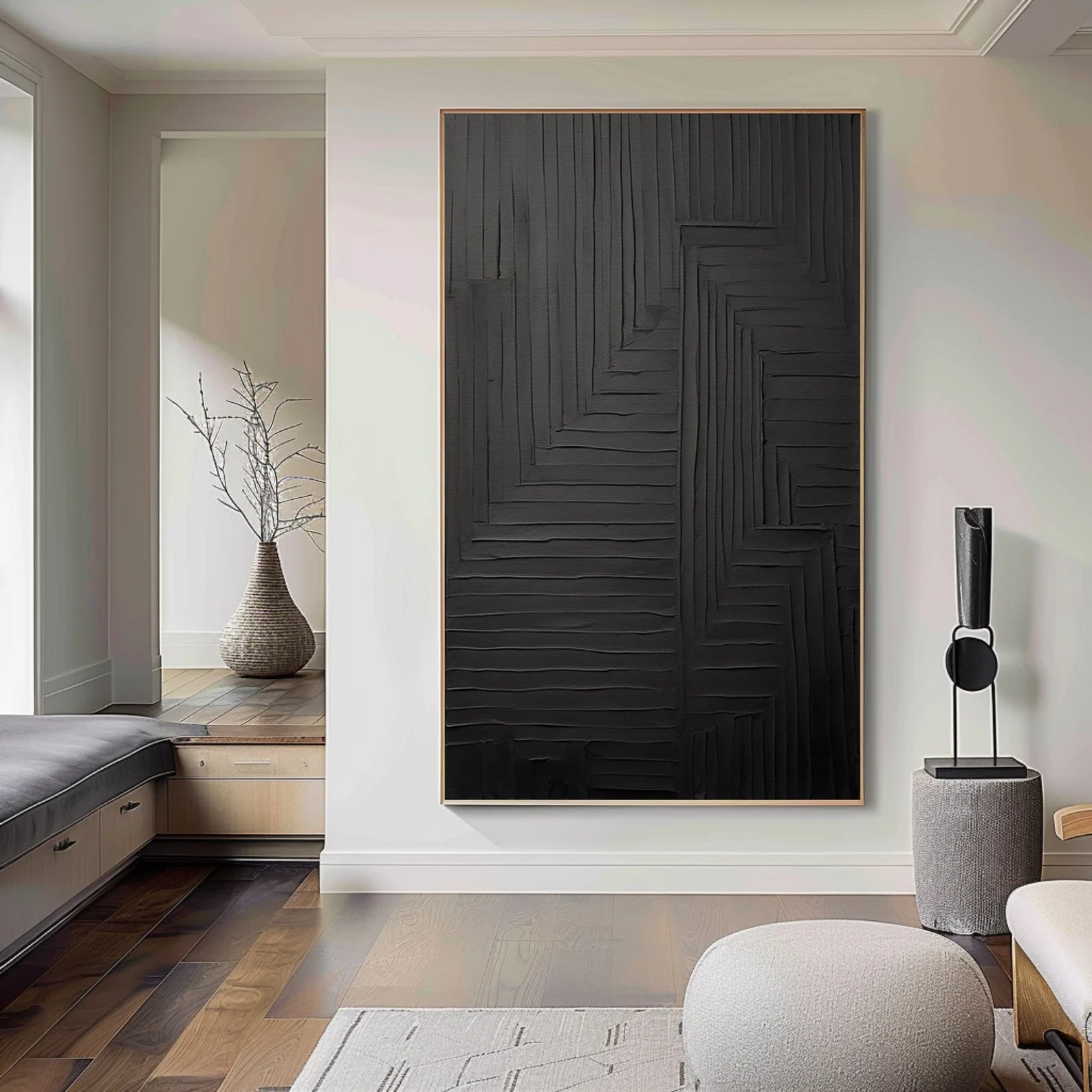 Textured Geometric Opulence | Black Lines