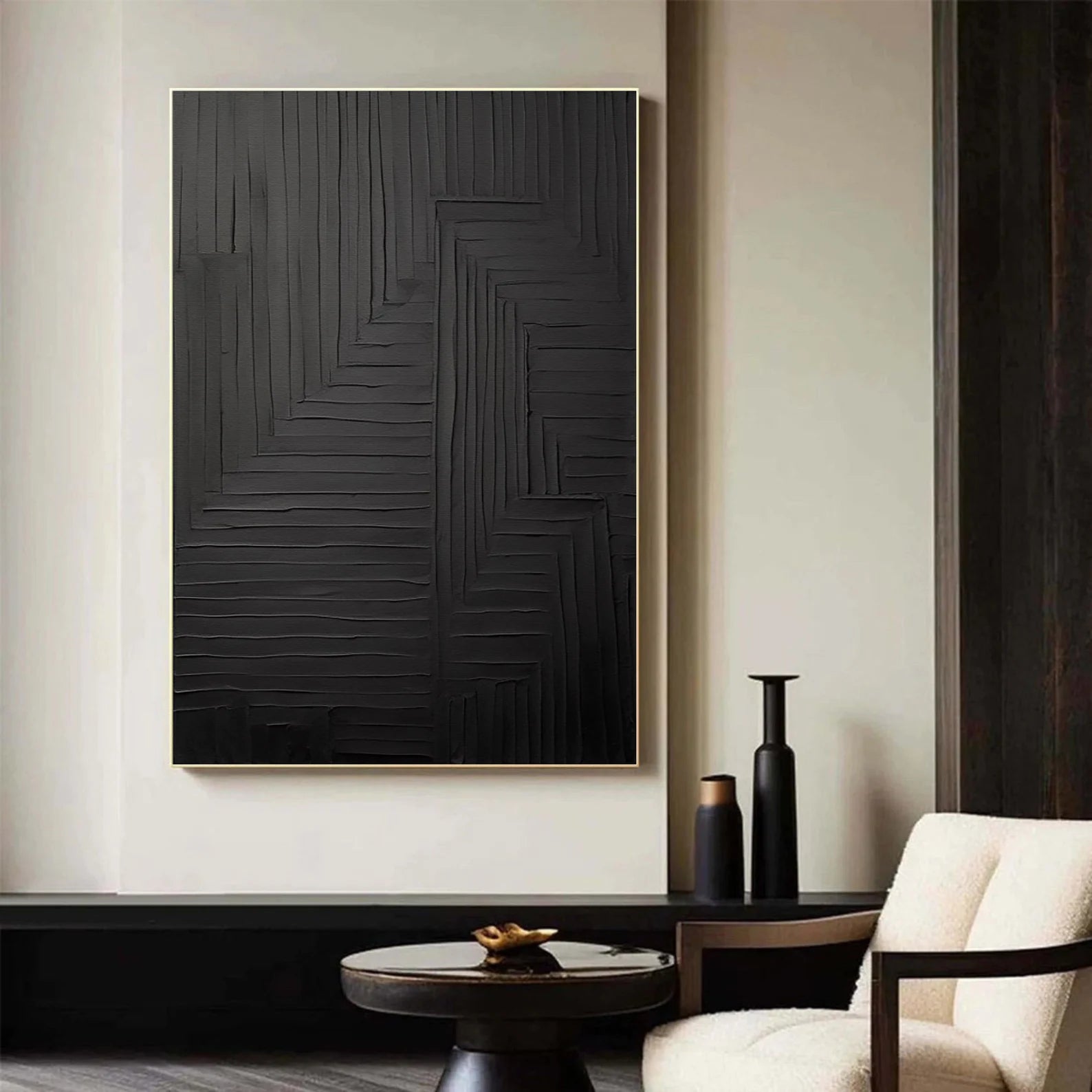Textured Geometric Opulence | Black Lines