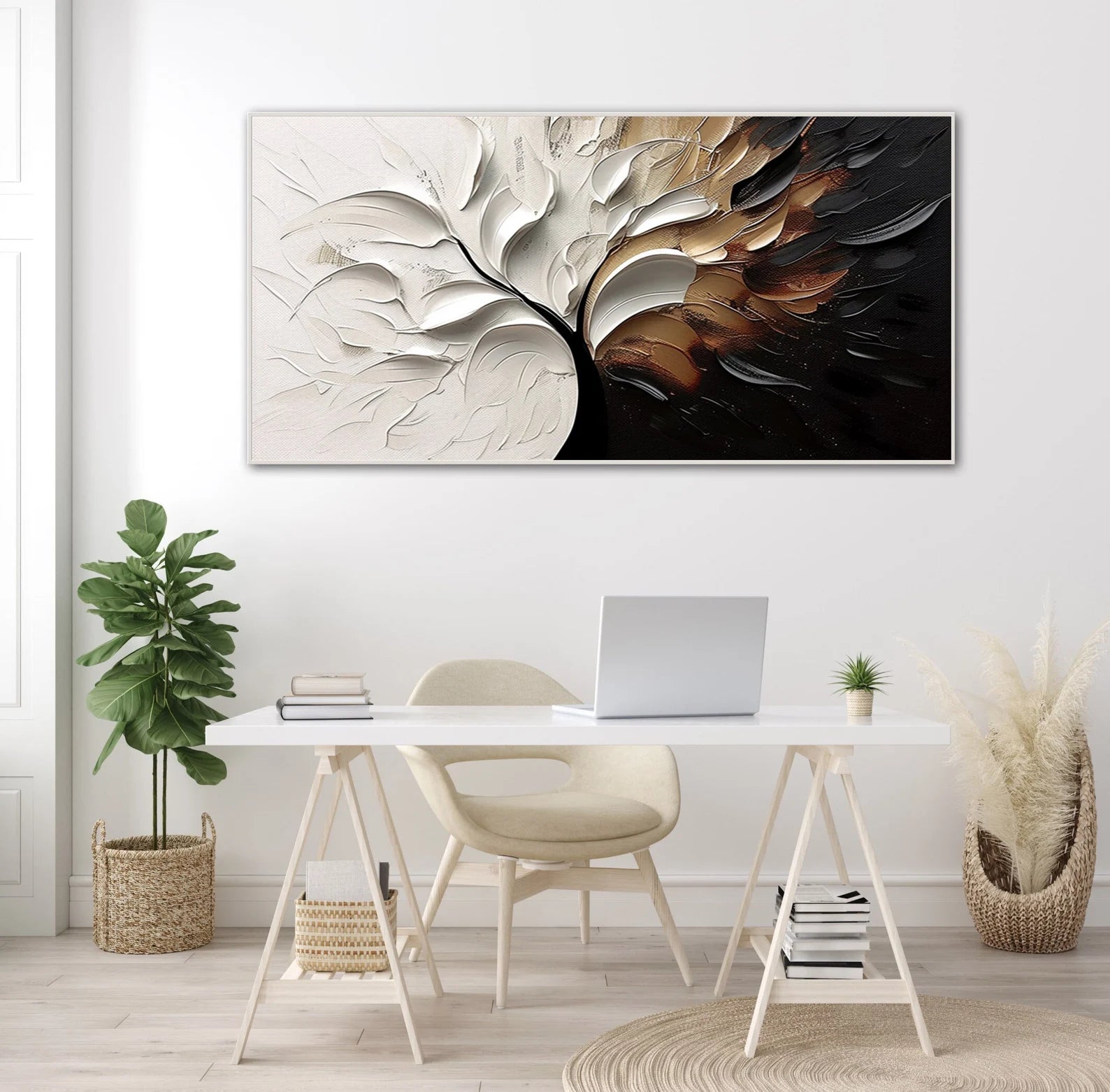 Textured Foliage Grandeur | Gold White