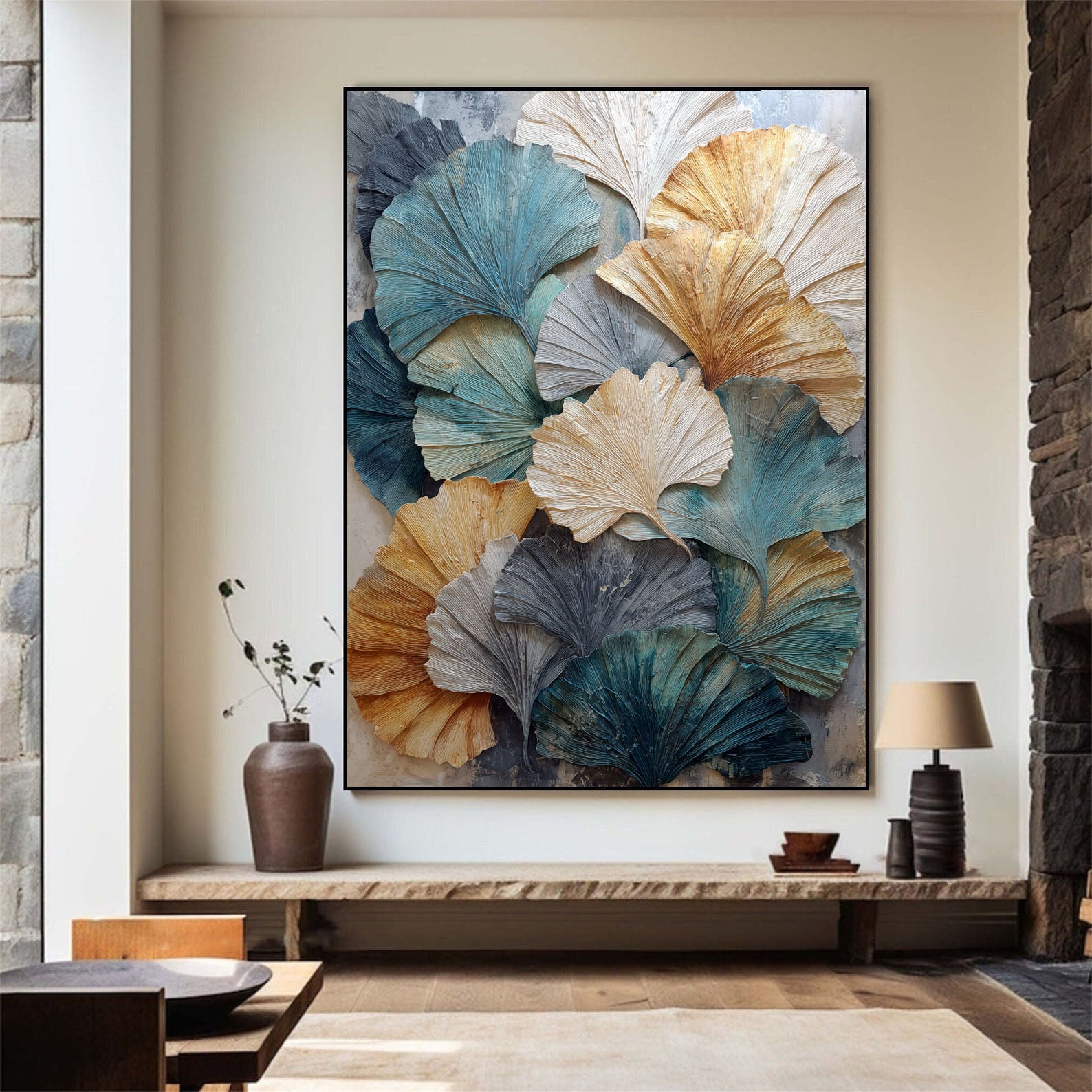 Textured Ginkgo Art | Nature-Inspired Depth