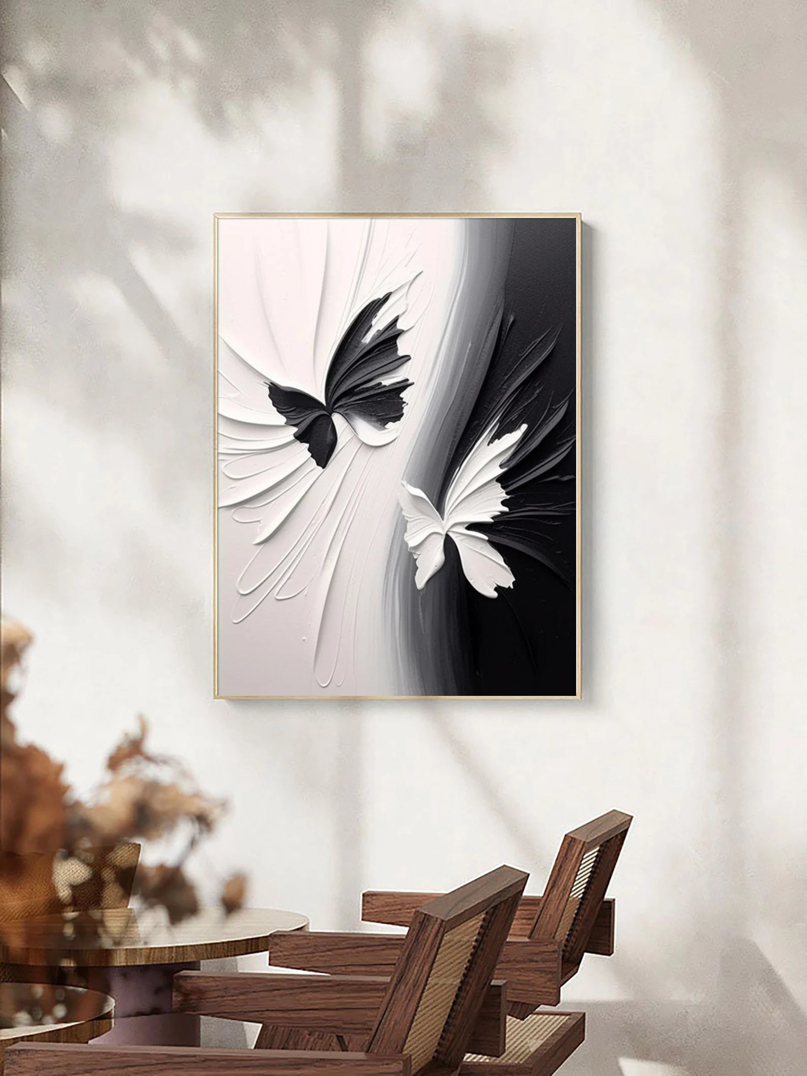 Textured Butterfly Chic | Black White