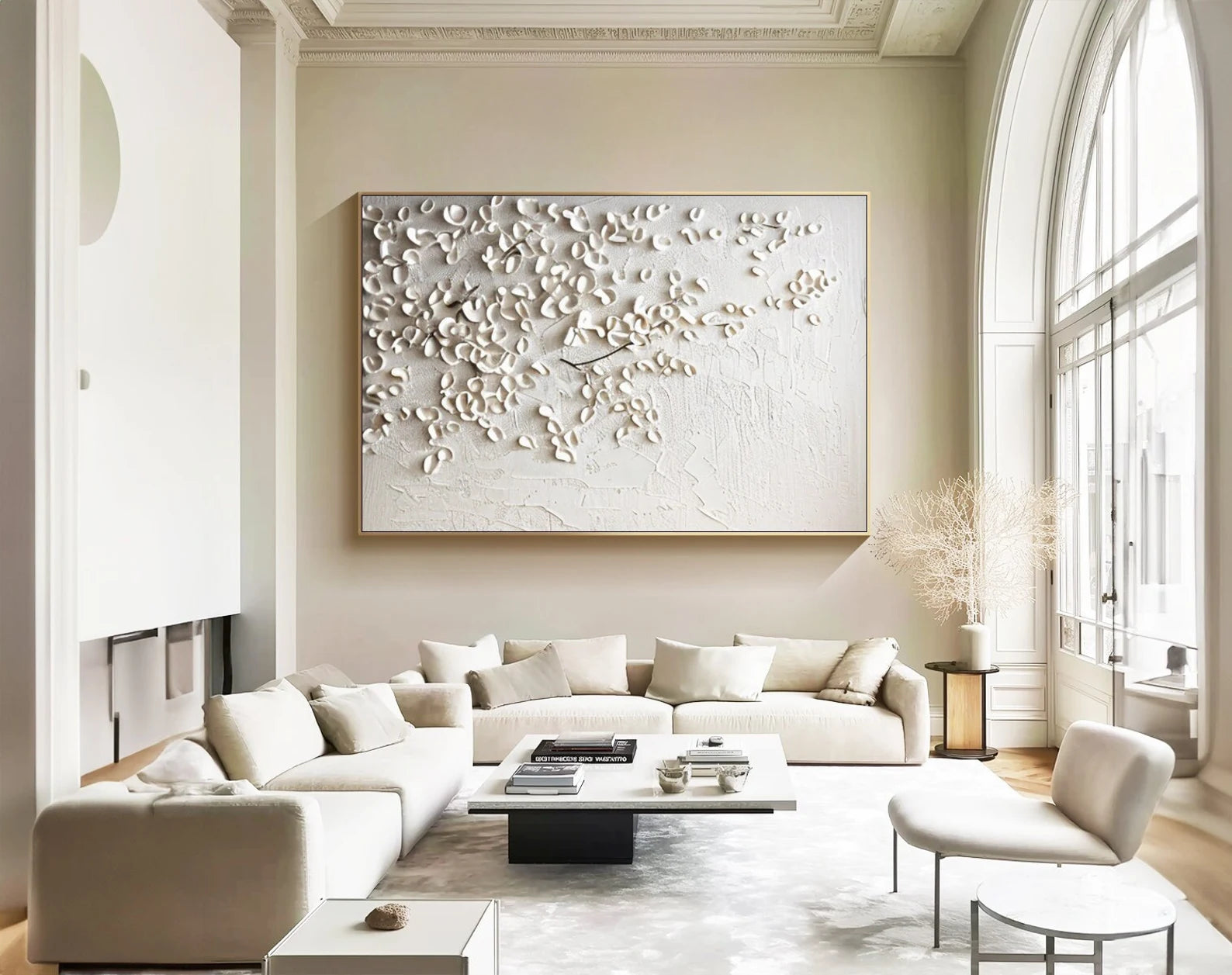 Textured Petal Mosaic | Ivory Hues