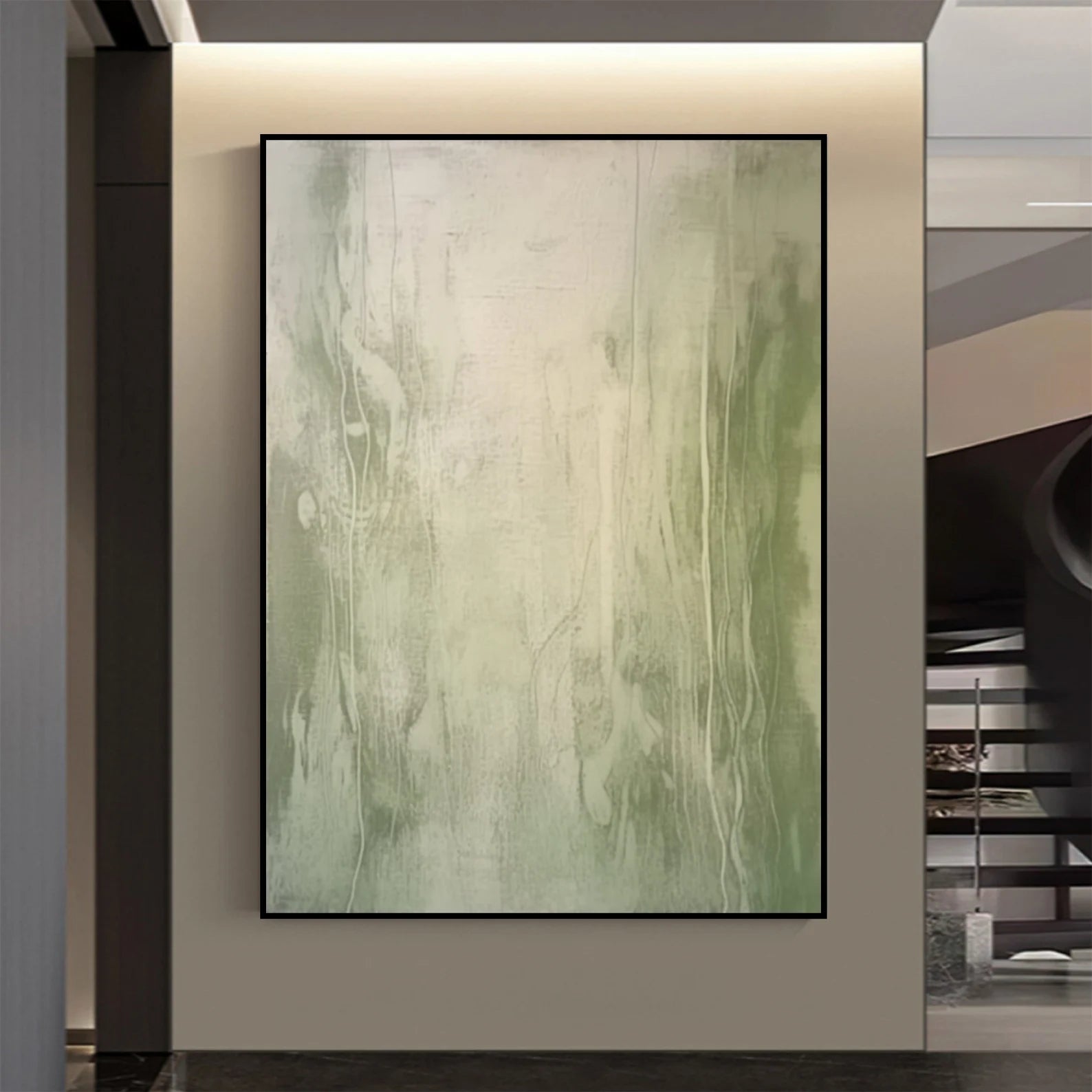 Textured Botanical Calm | Green Beige