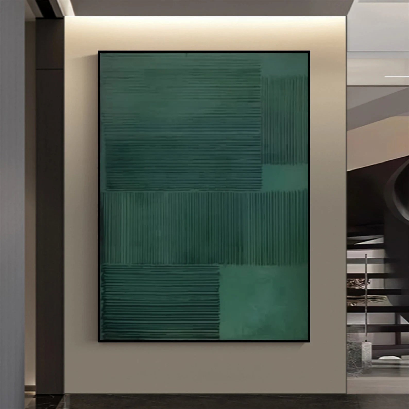 Textured Geometric Opulence | Green Grid