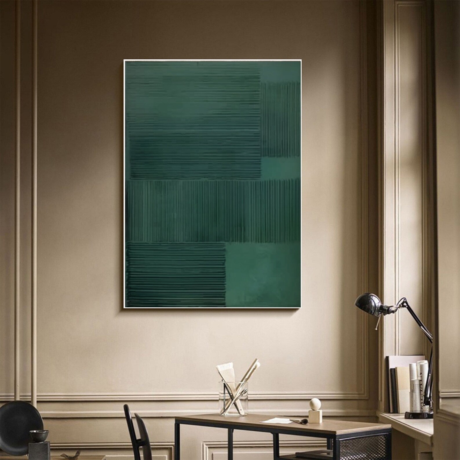 Textured Geometric Opulence | Green Grid