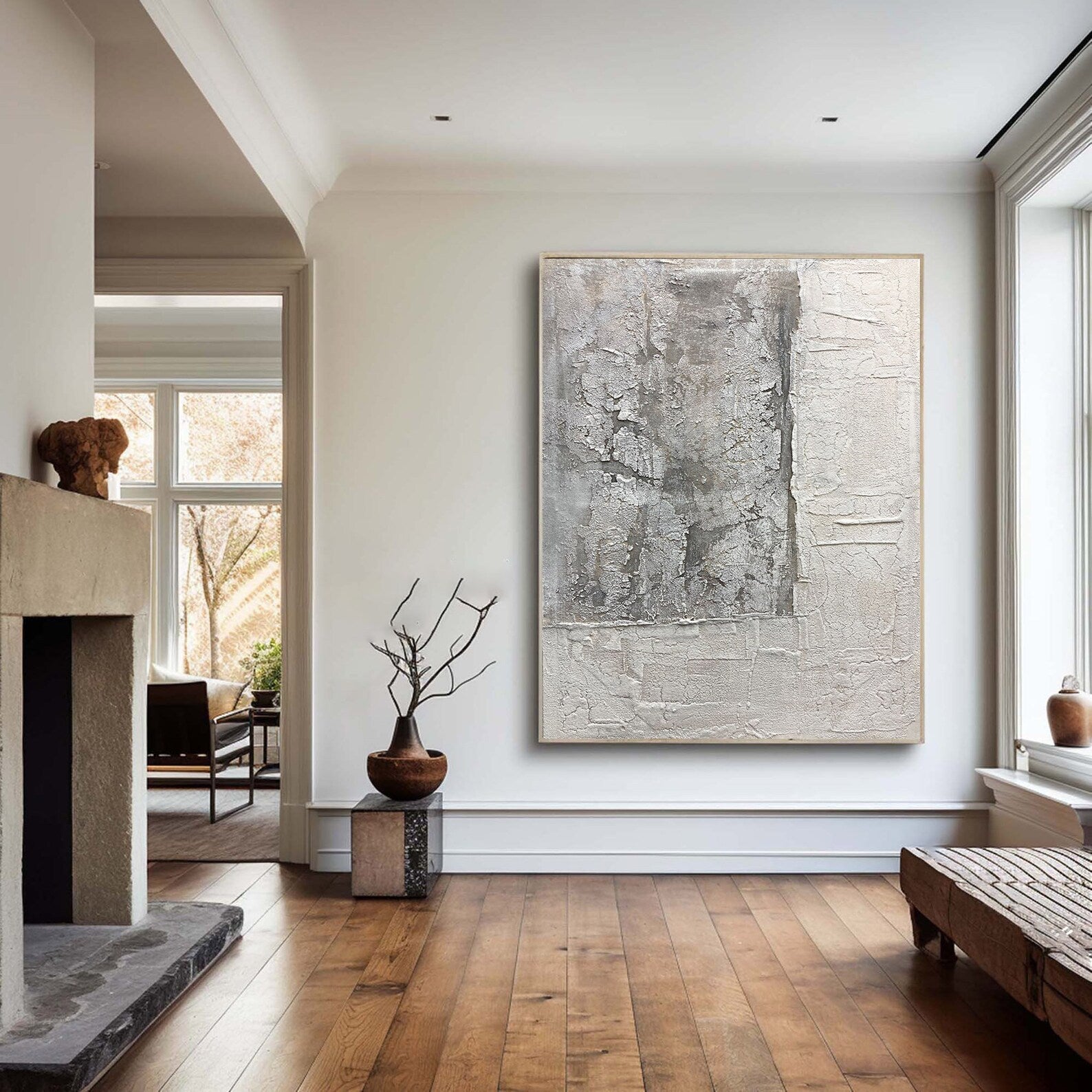 Textured Abstract Grandeur | Gray White