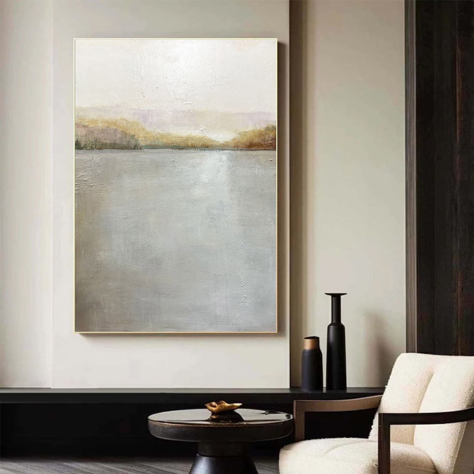 Textured Landscape Serenity | Gray Beige Hues