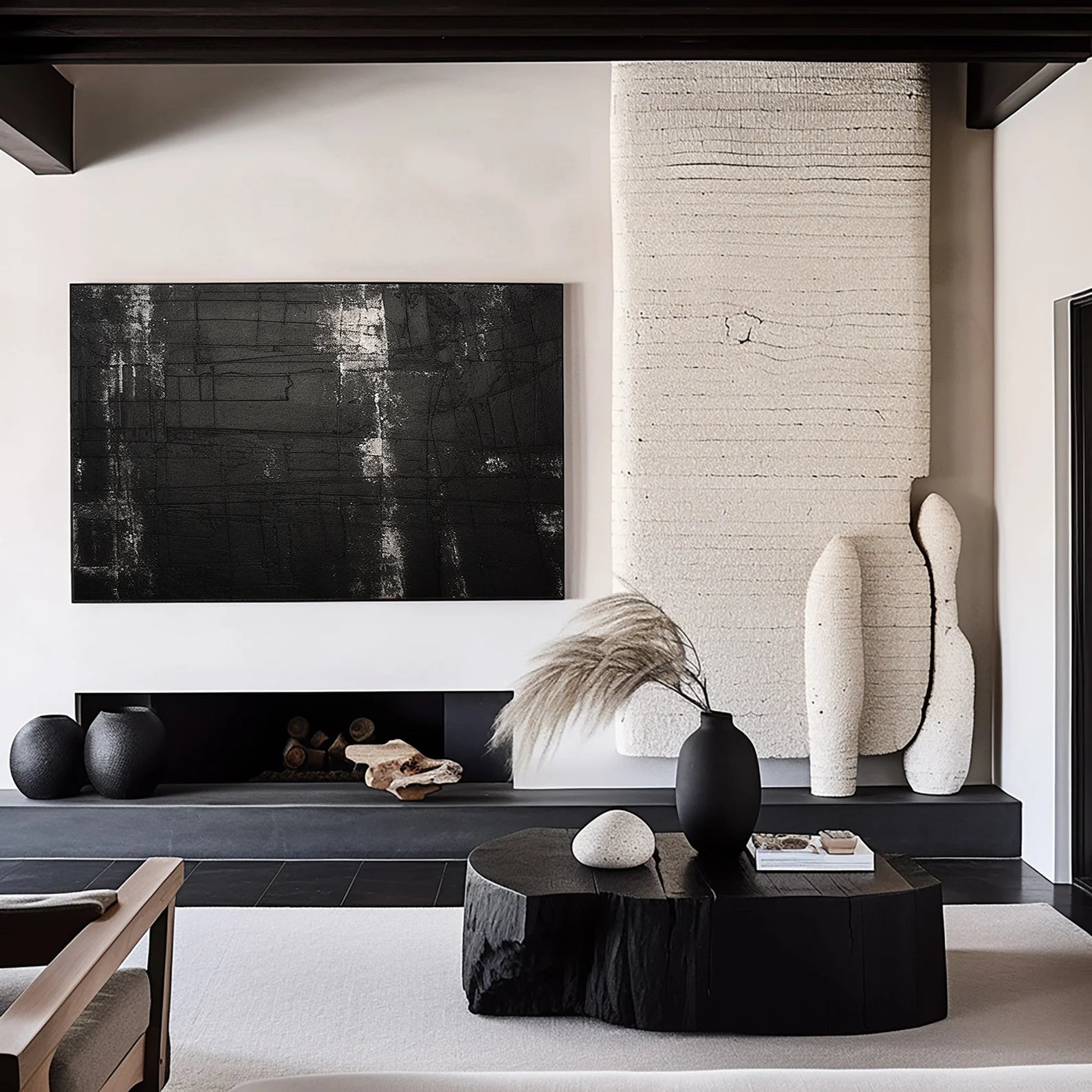 Textured Monochrome Grandeur | Black Silver