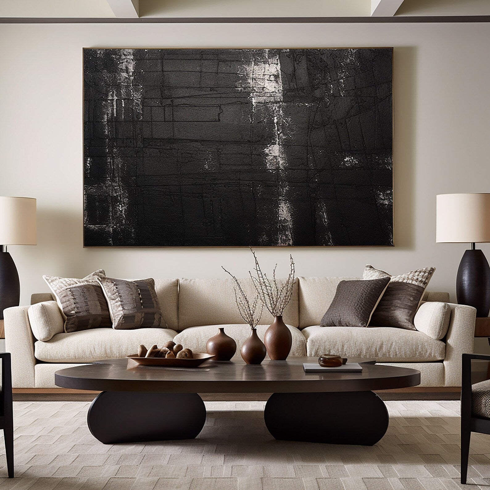 Textured Monochrome Grandeur | Black Silver