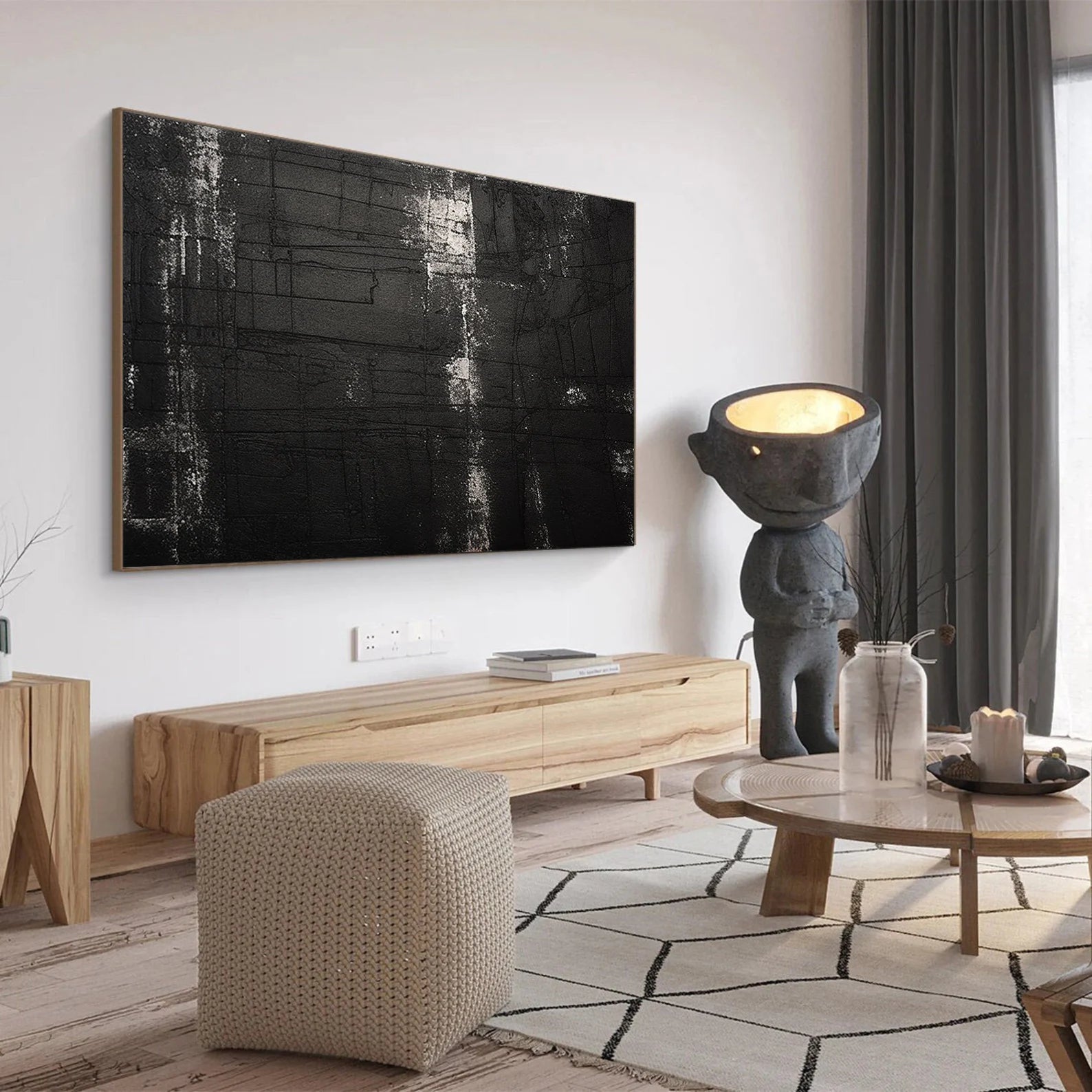 Textured Monochrome Grandeur | Black Silver