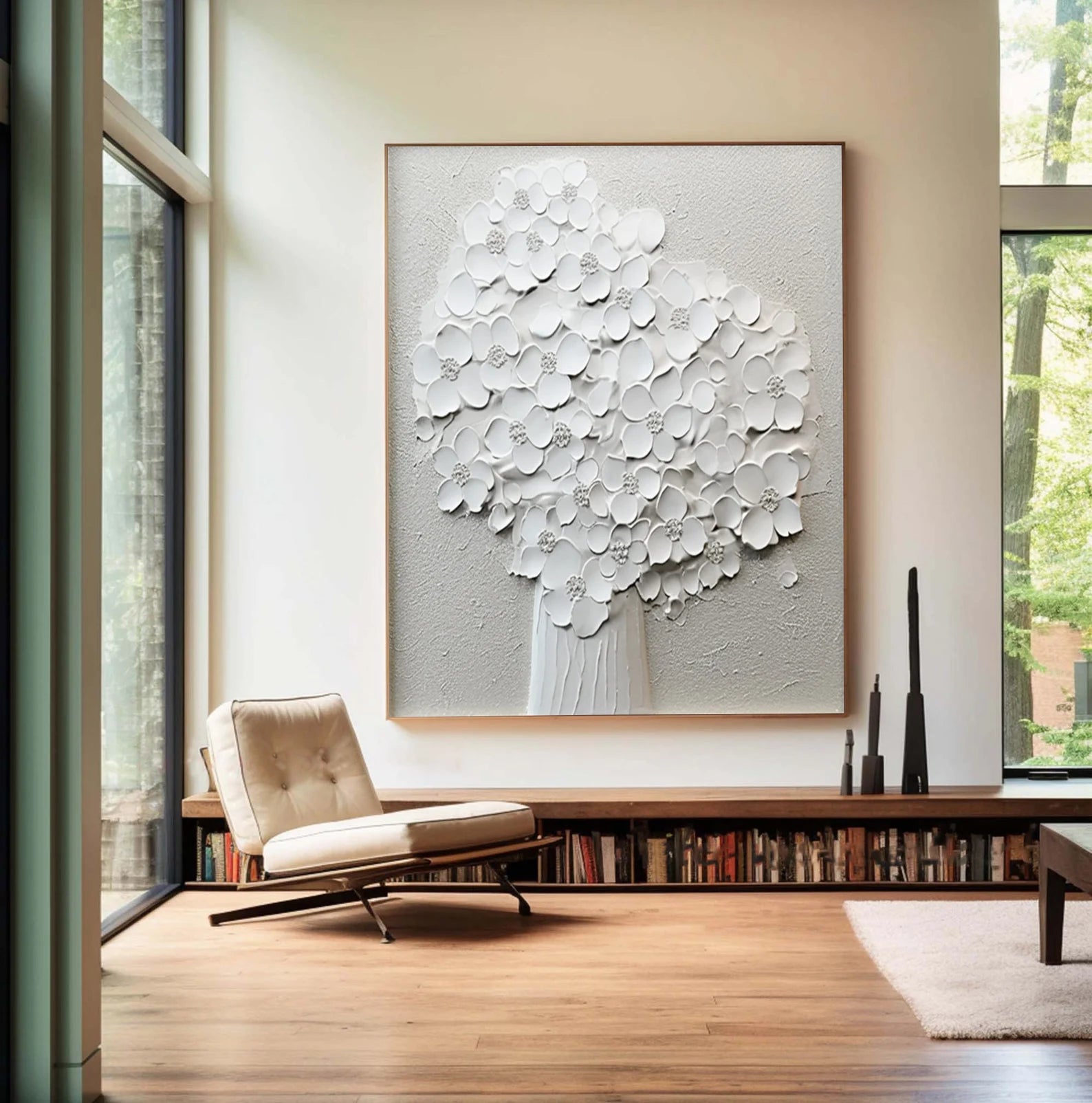 Textured Blossom Elegance | White Artistry