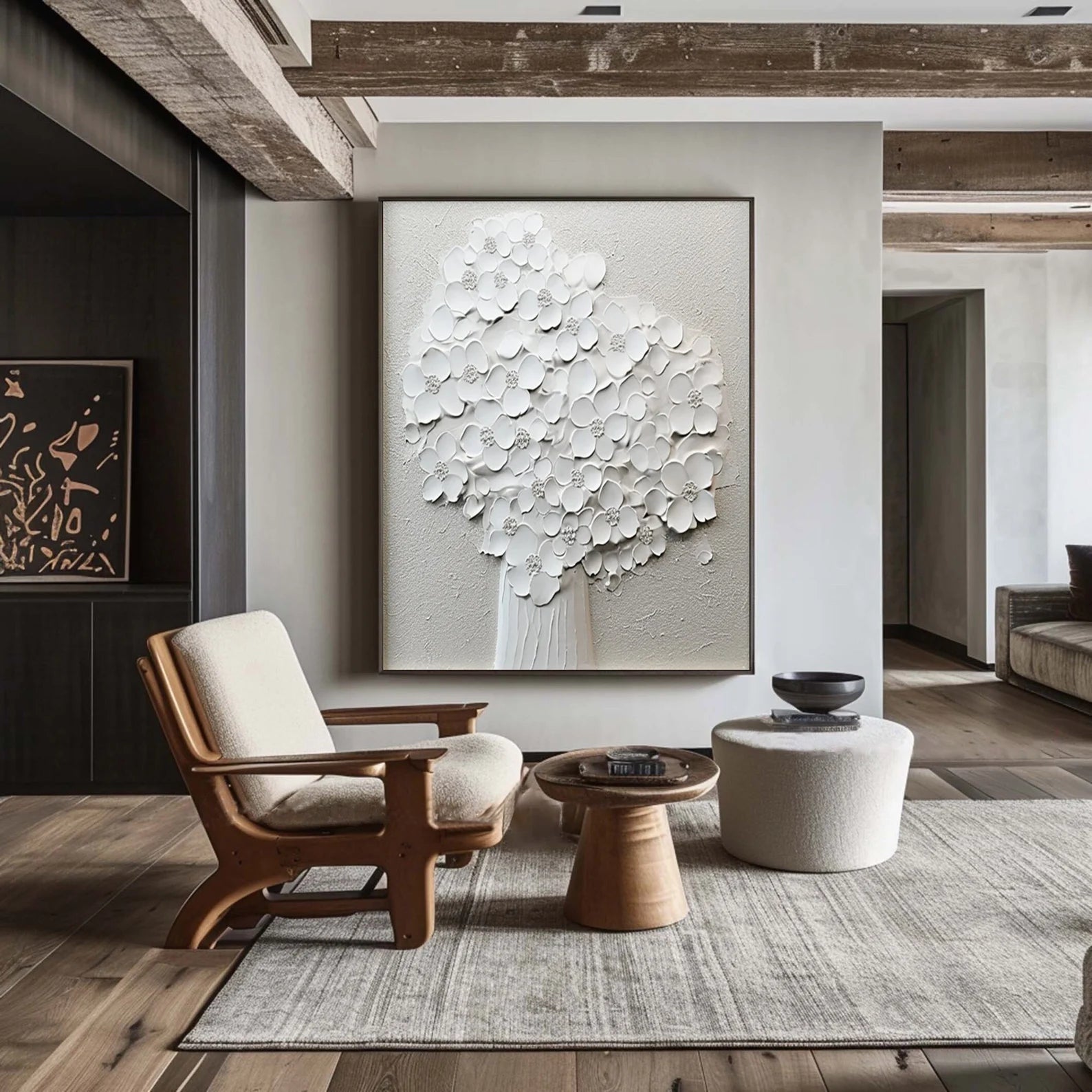 Textured Blossom Elegance | White Artistry