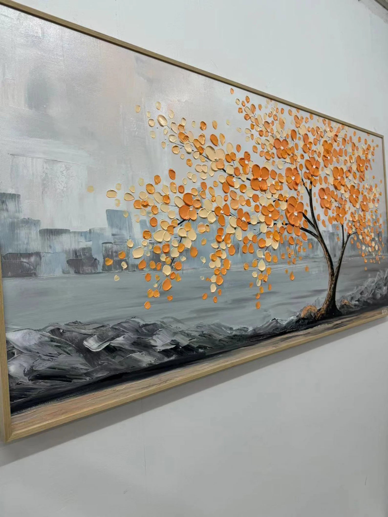 Textured Tree Opulence | Orange Gray