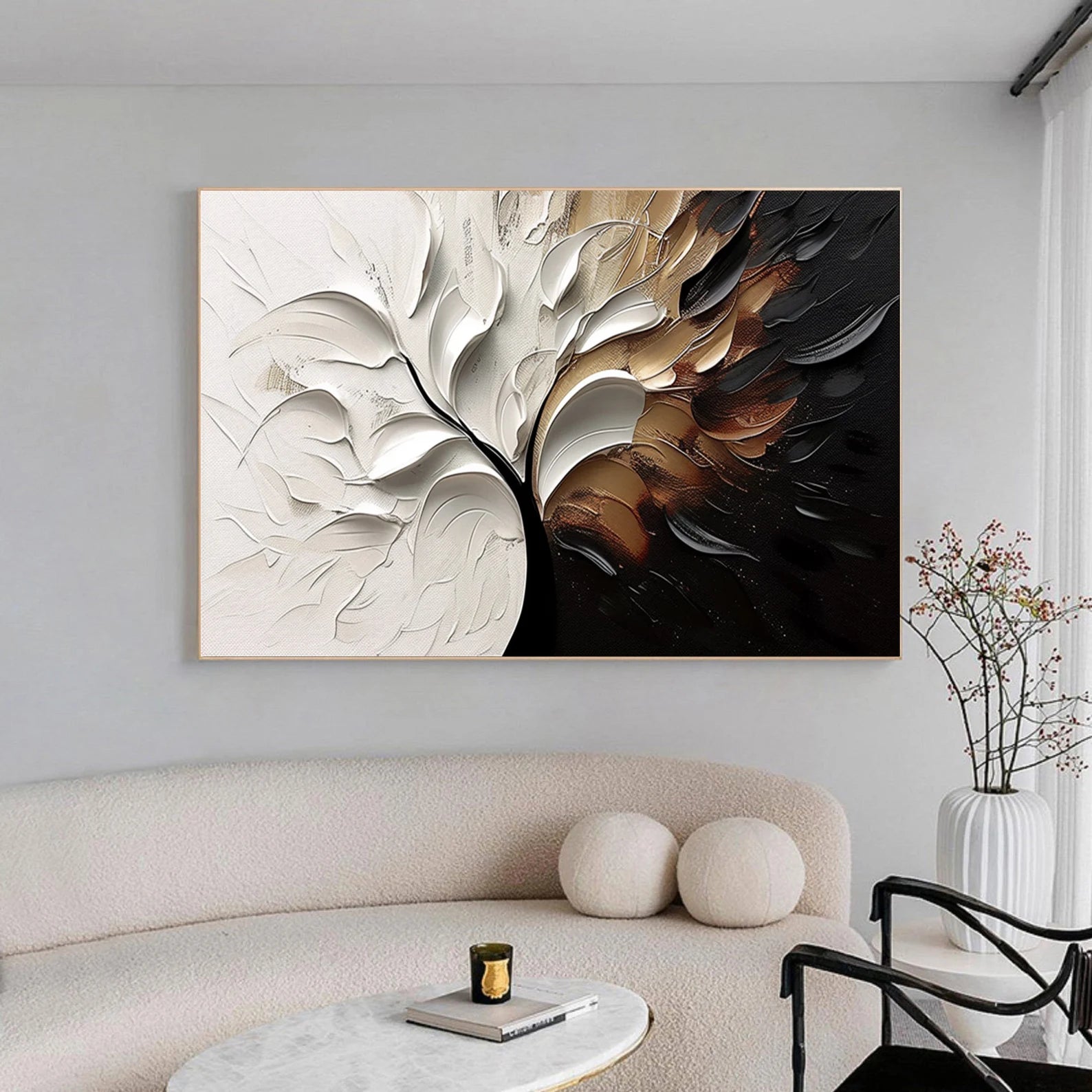 Textured Foliage Grandeur | Gold White