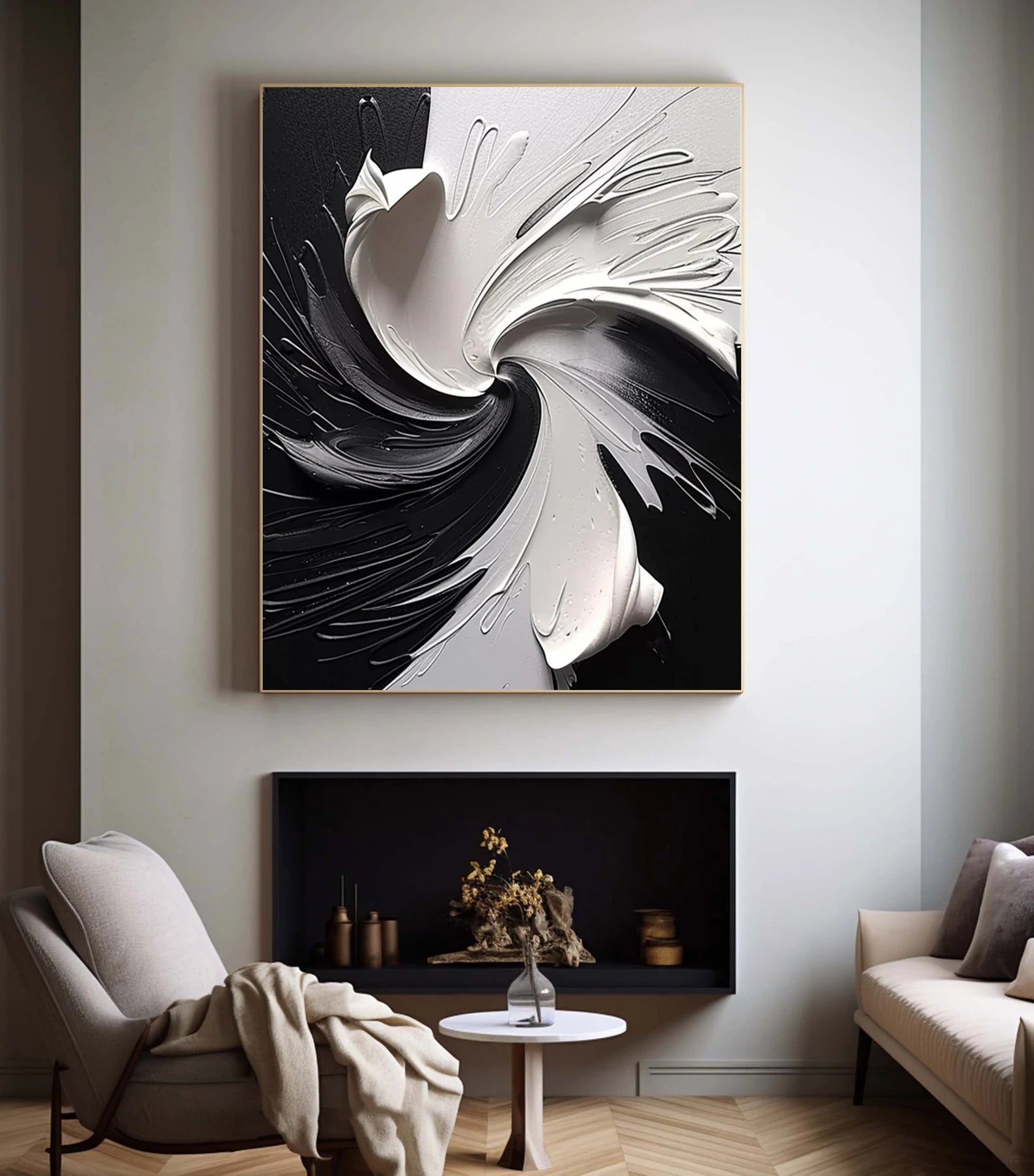 Textured Monochrome Opulence | Black White