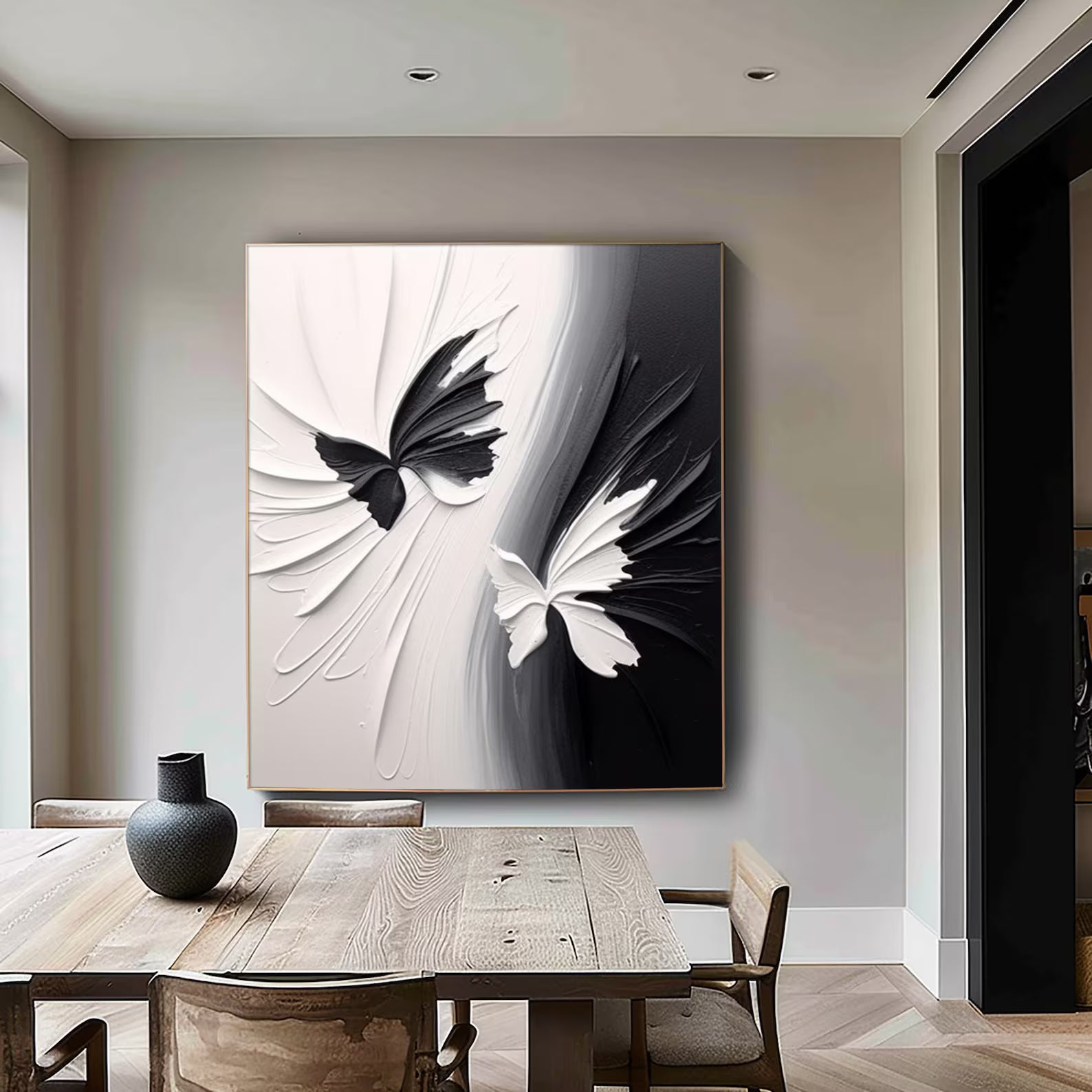 Textured Butterfly Chic | Black White