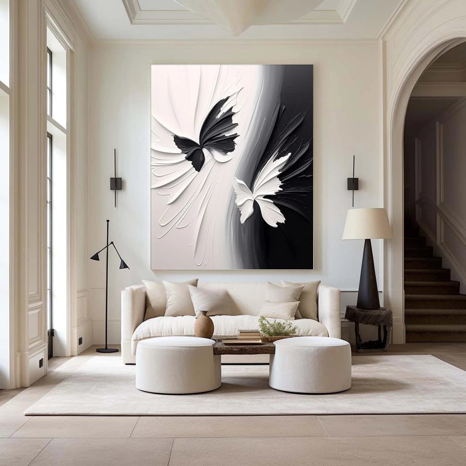 Textured Butterfly Chic | Black White