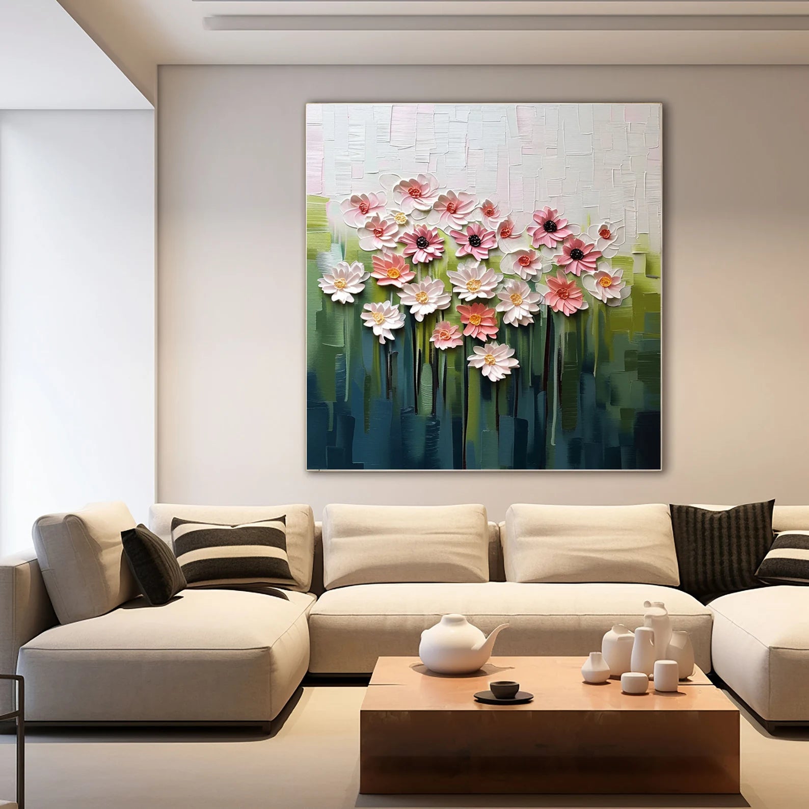 Textured Floral Vibrancy | Pink Green