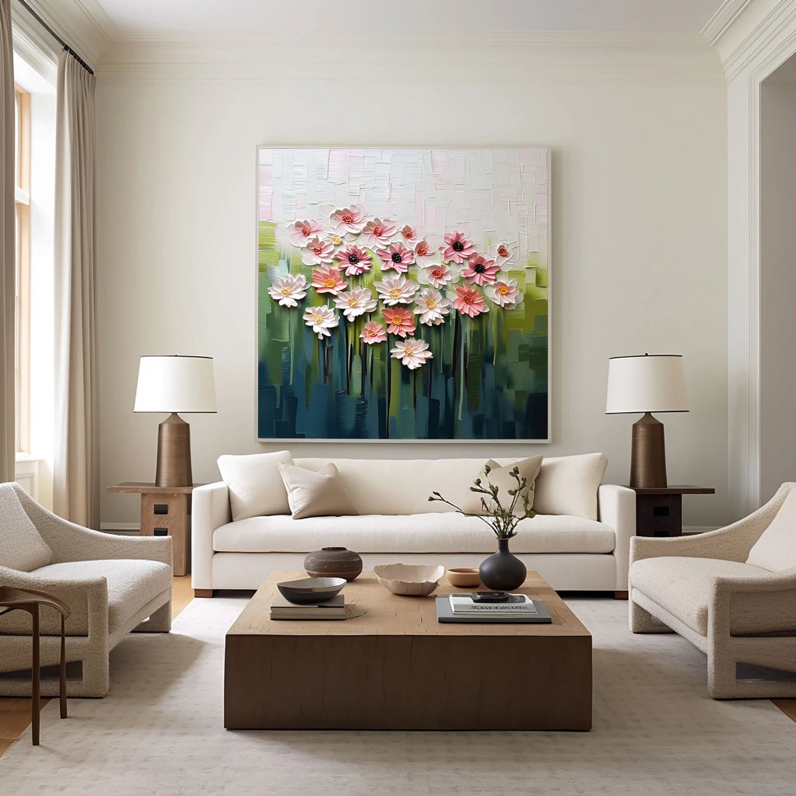 Textured Floral Vibrancy | Pink Green