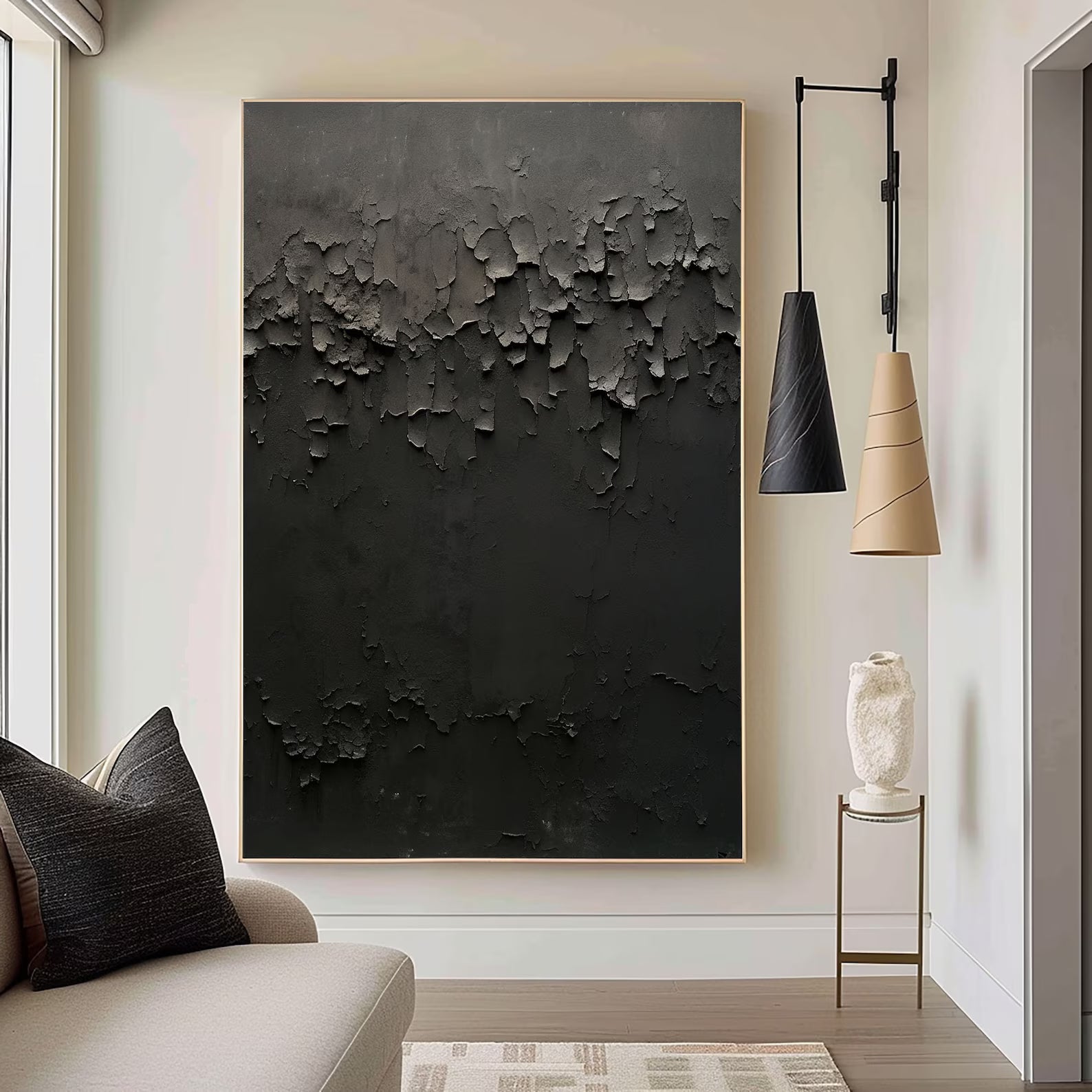 Textured Black Abstract Art | Dramatic Luxury
