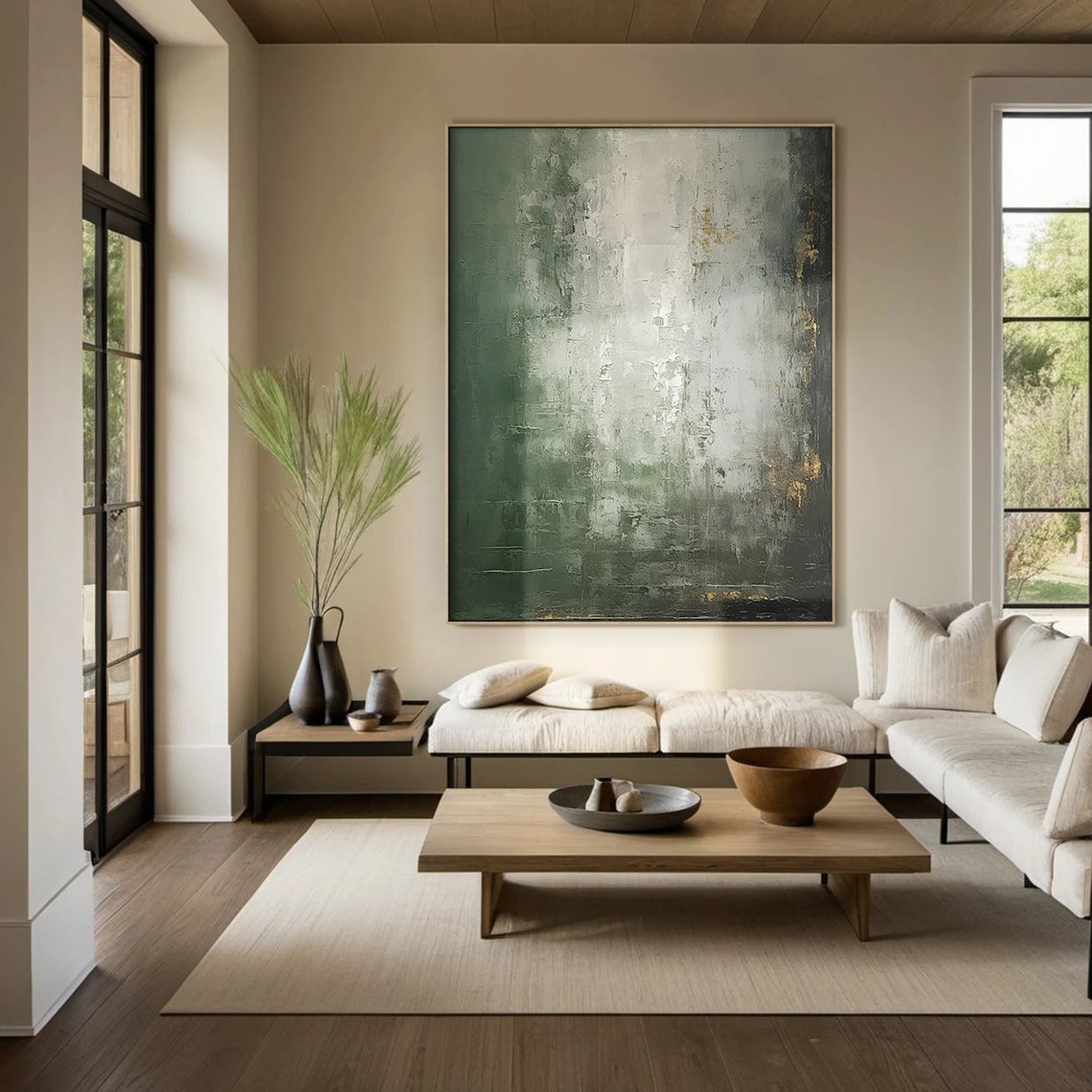 Earthy Green Abstract Art | Luxe Calm