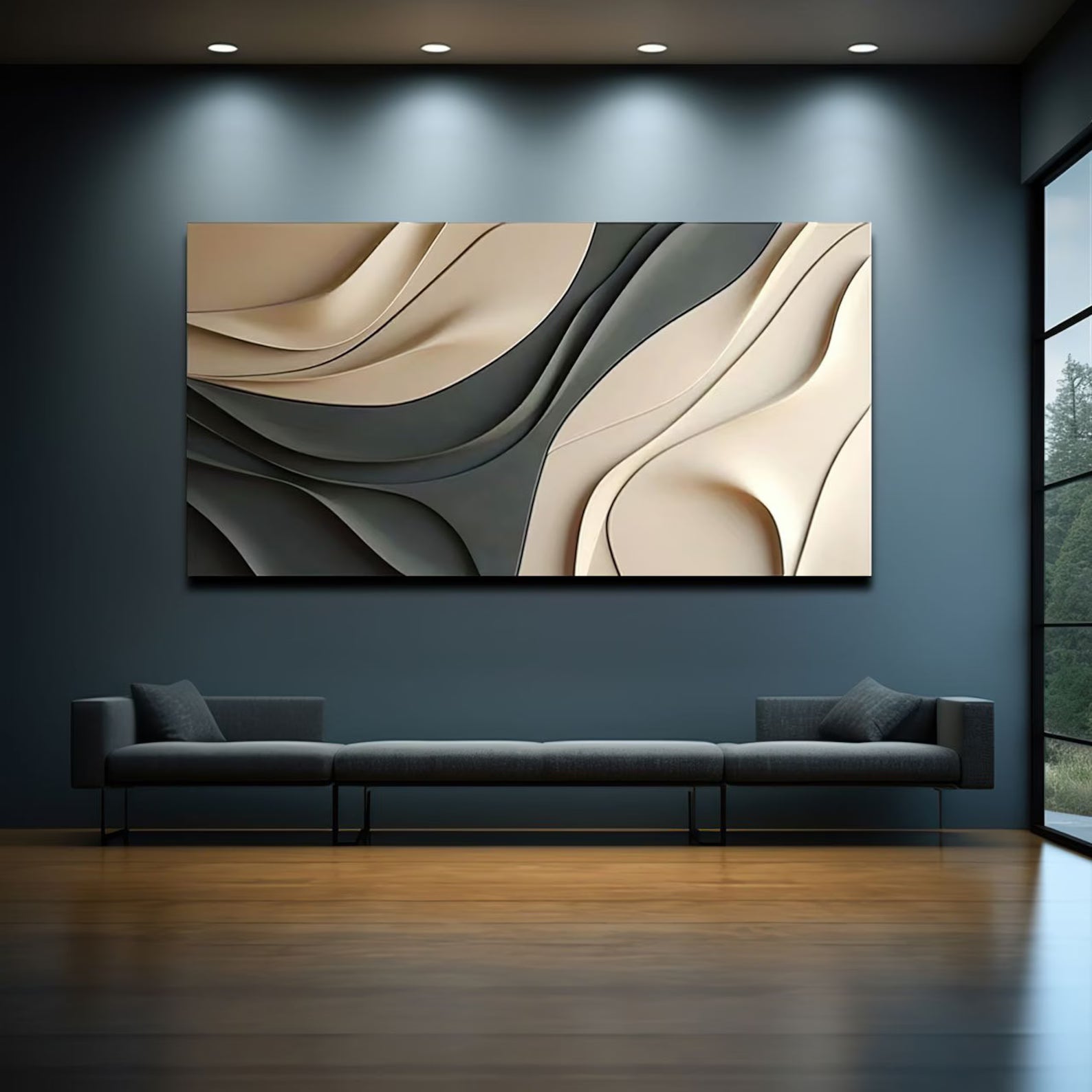 Textured Wave Sophistication | Beige Gray