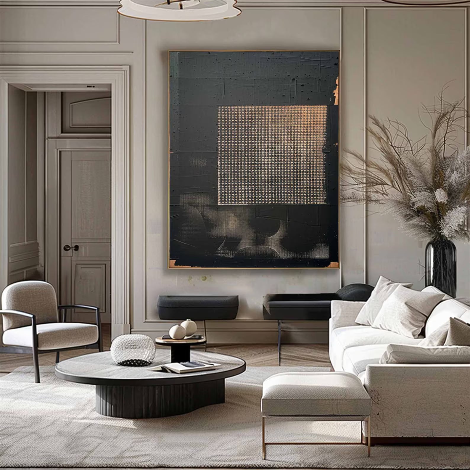 Textured Black Grid Art | Bold Sophistication