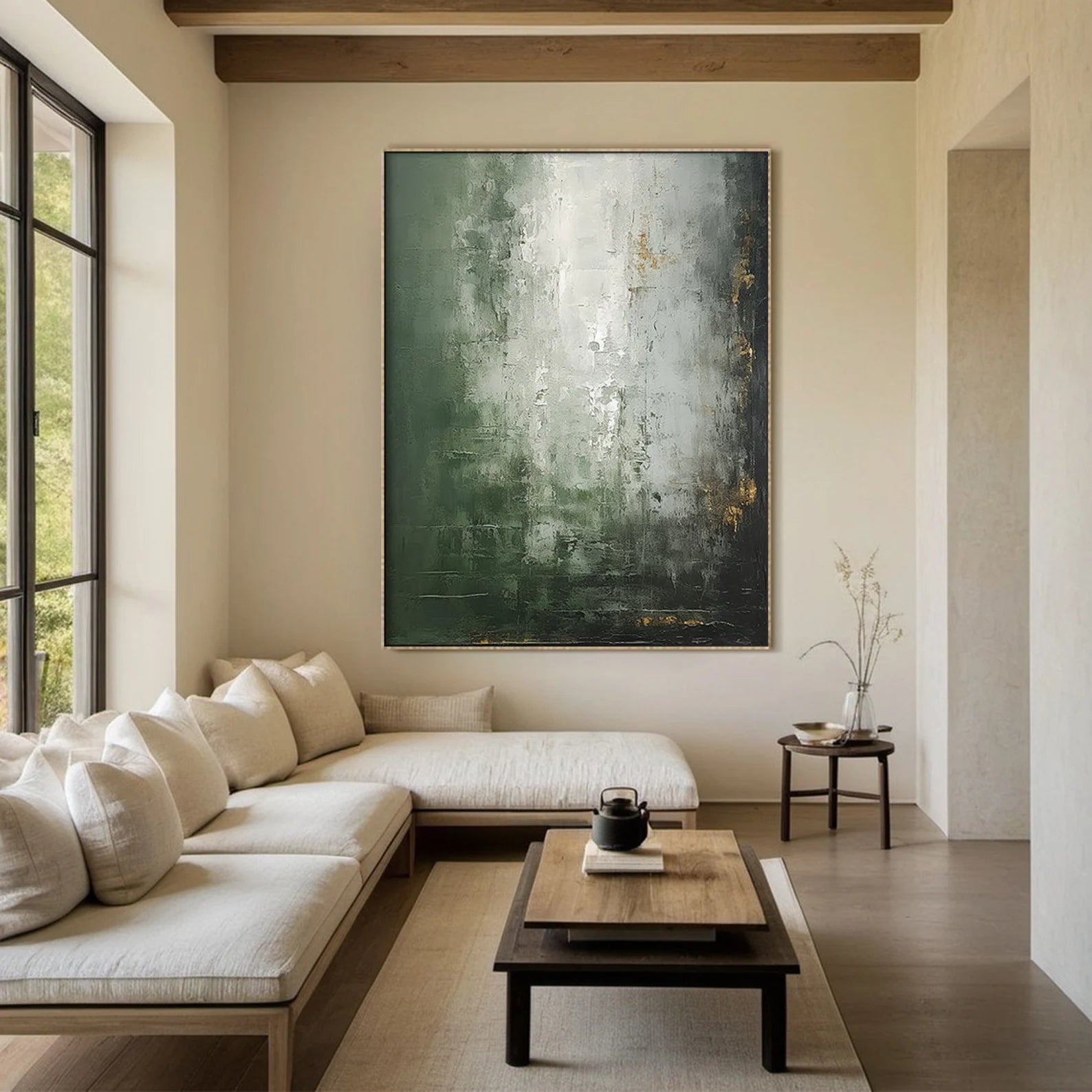 Earthy Green Abstract Art | Luxe Calm