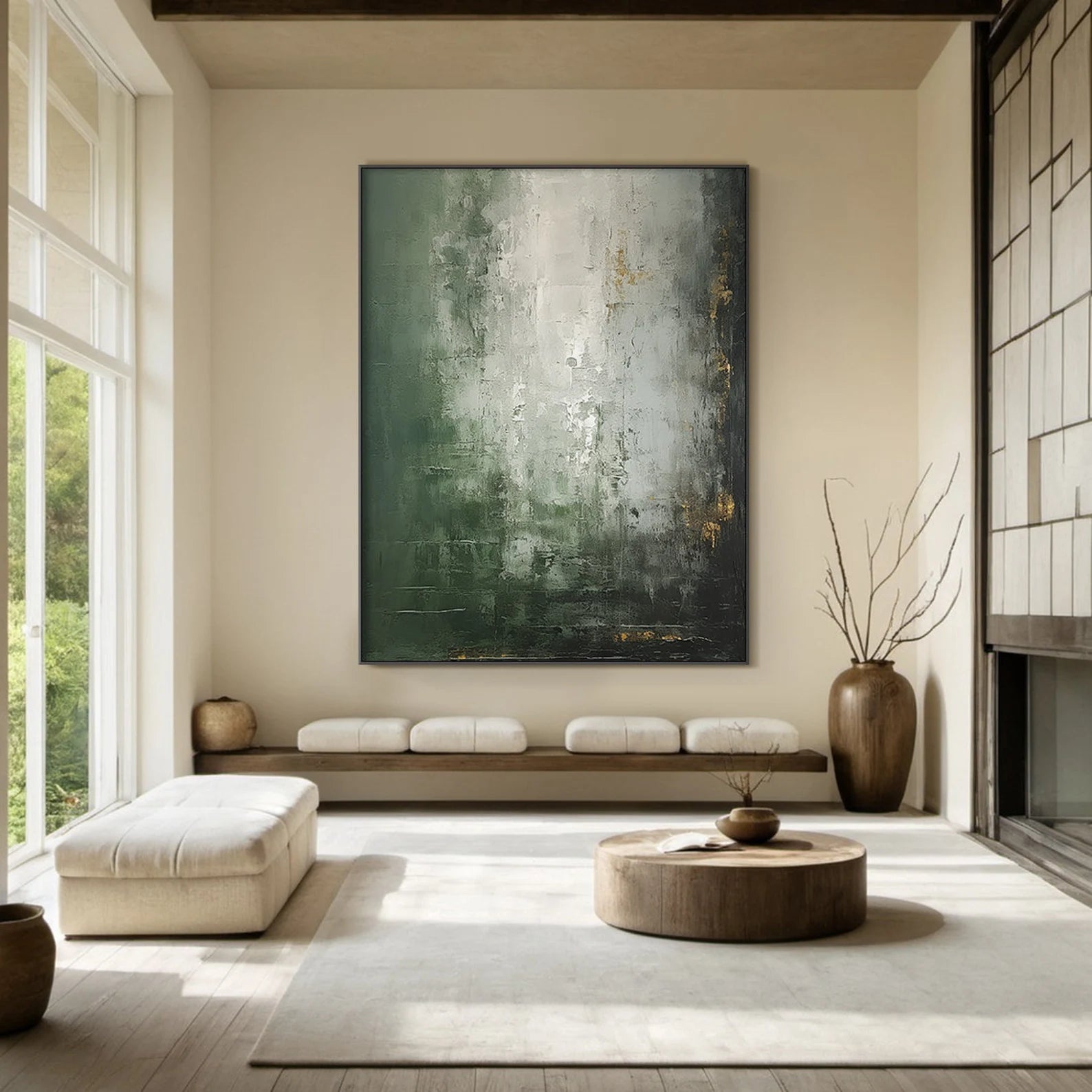 Earthy Green Abstract Art | Luxe Calm
