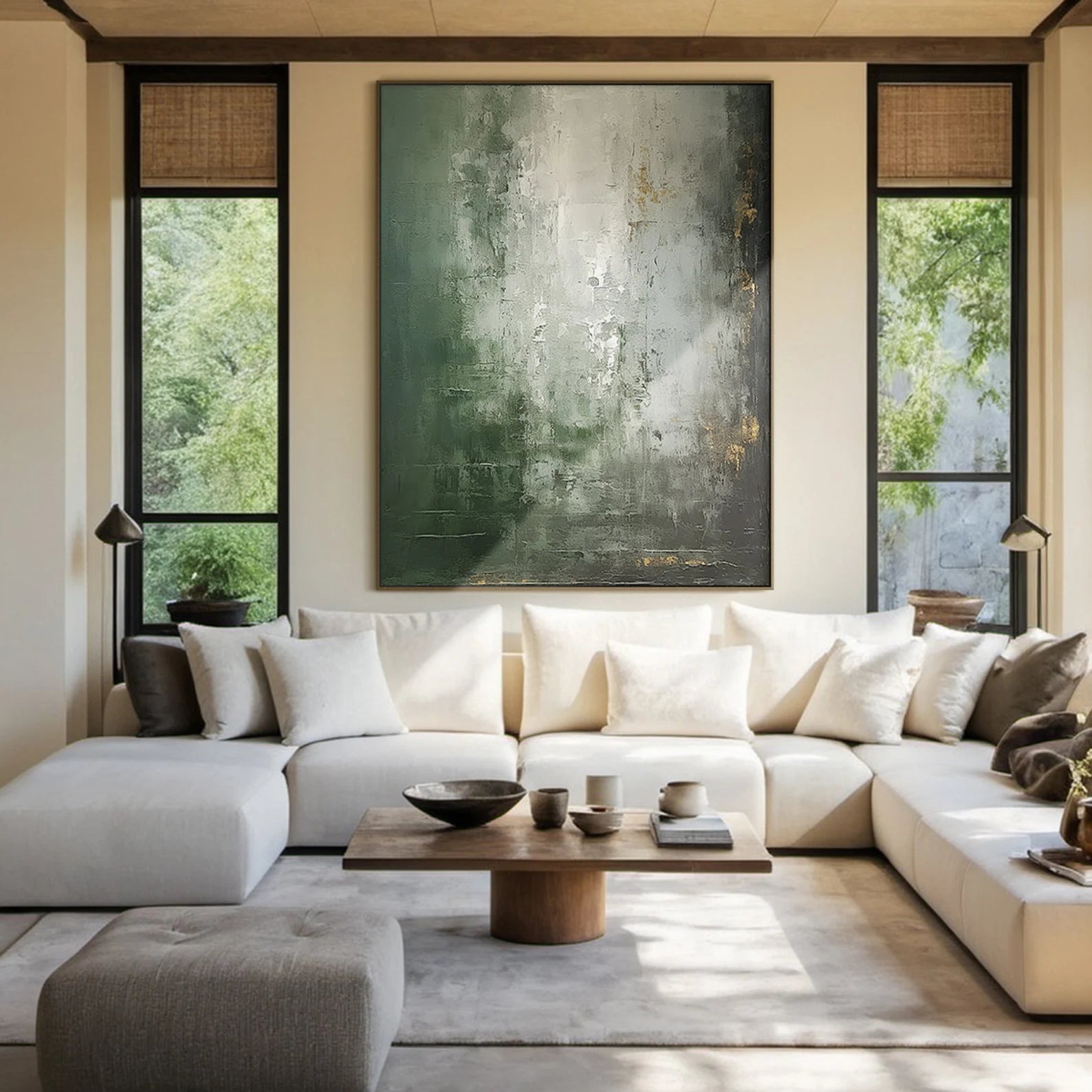 Earthy Green Abstract Art | Luxe Calm