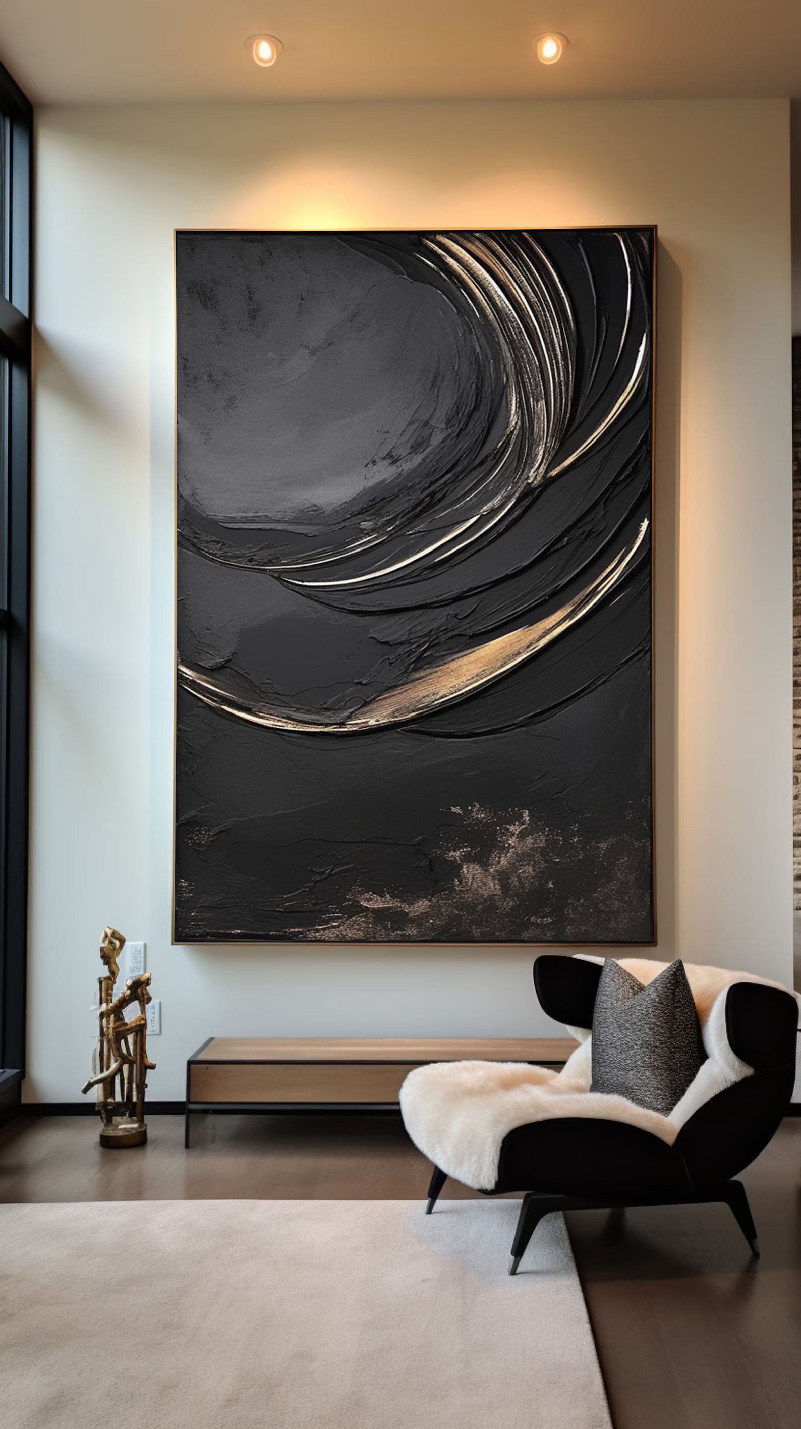 Textured Black Gold Abstract | Dramatic Luxury