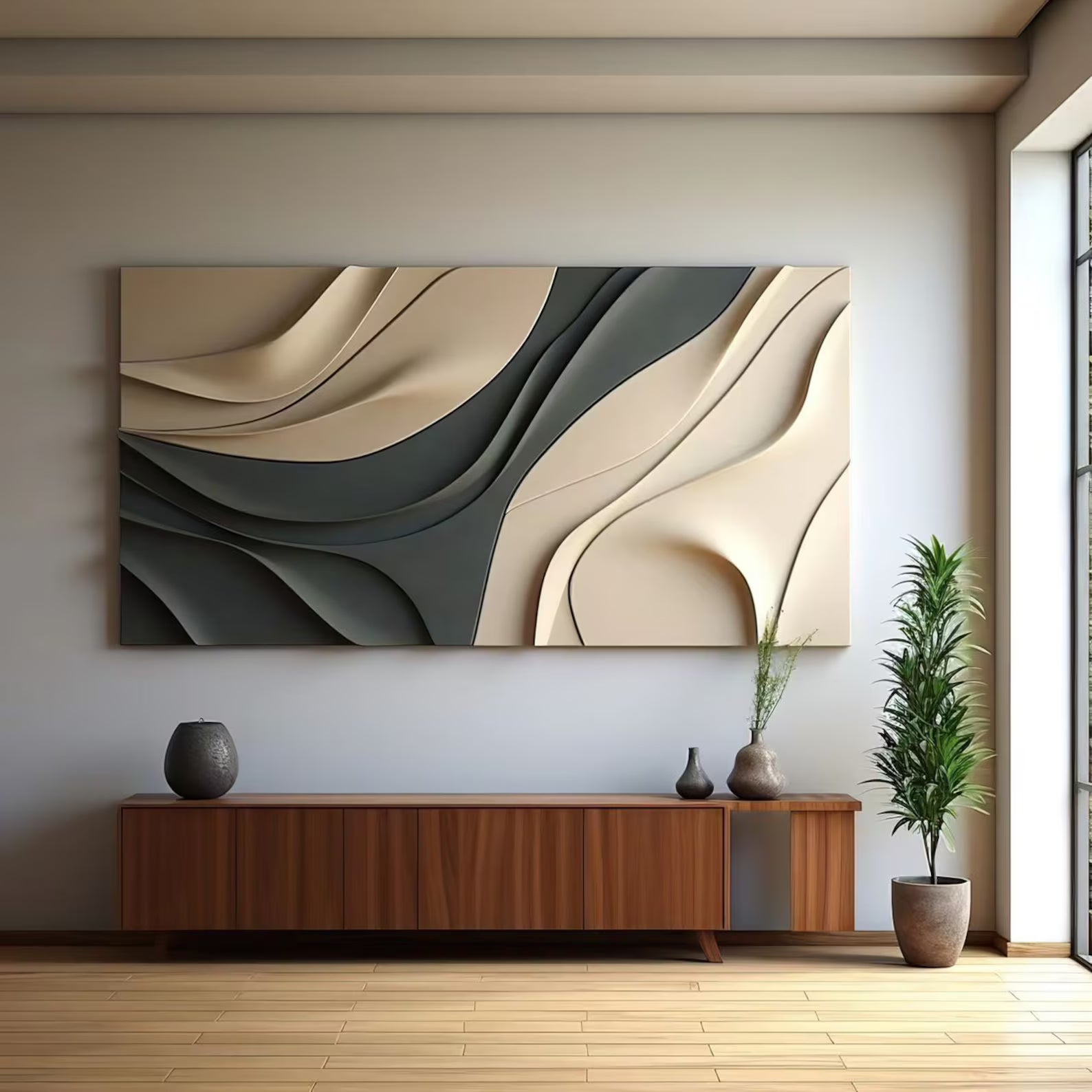 Textured Wave Sophistication | Beige Gray