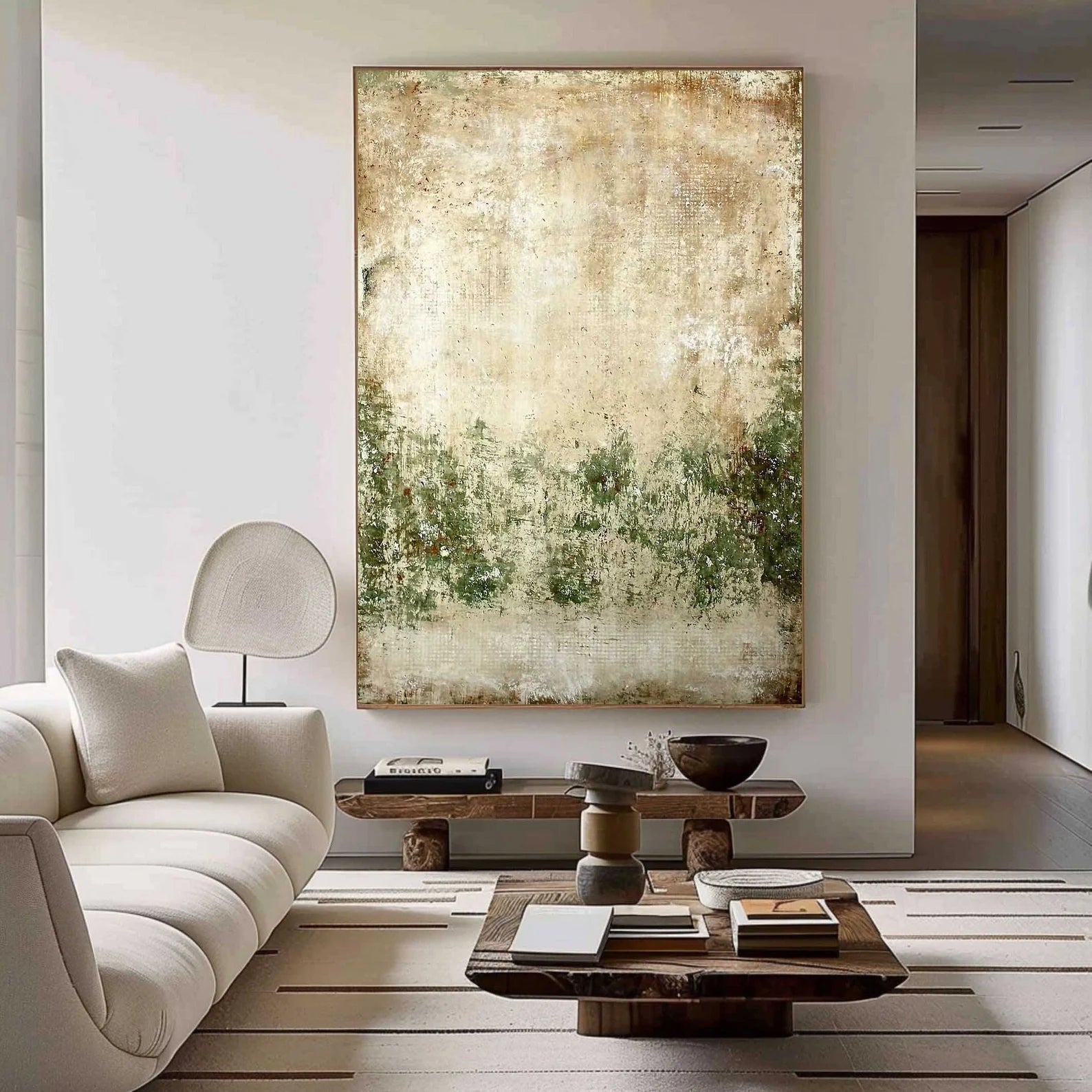 Textured Vintage Serenity | Beige Green