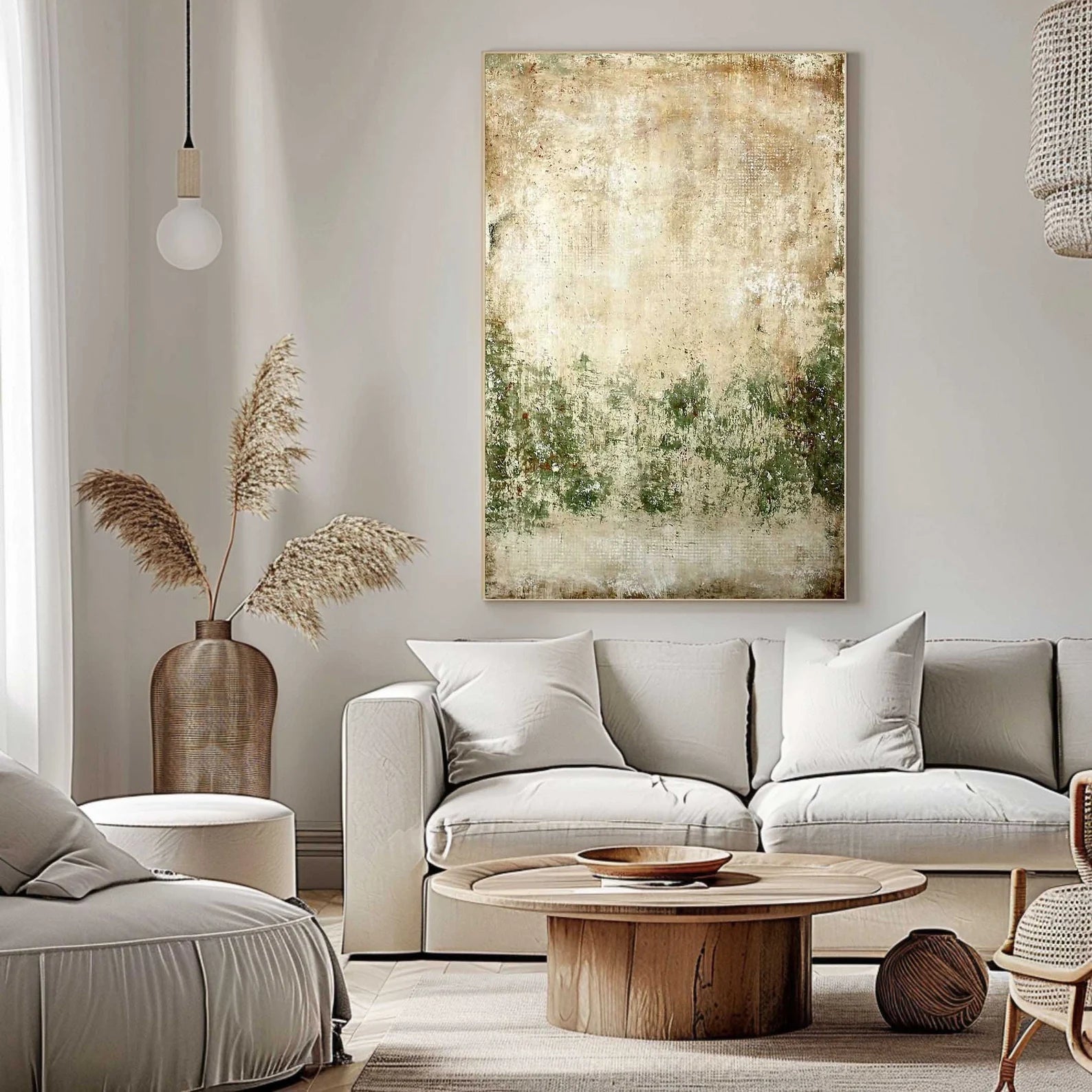 Textured Vintage Serenity | Beige Green