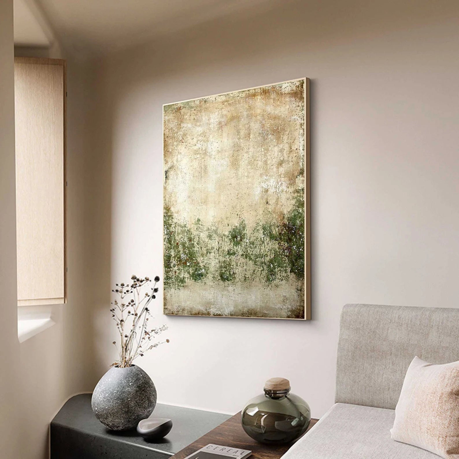 Textured Vintage Serenity | Beige Green